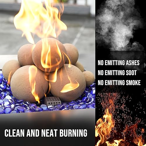 Miniatura 121 de Skyflame Juego de 6 bolas de fuego de cerámica, juego de 6 piedras redondas para fogatas o accesorios de chimeneas de interior y exterior, 5 Gris