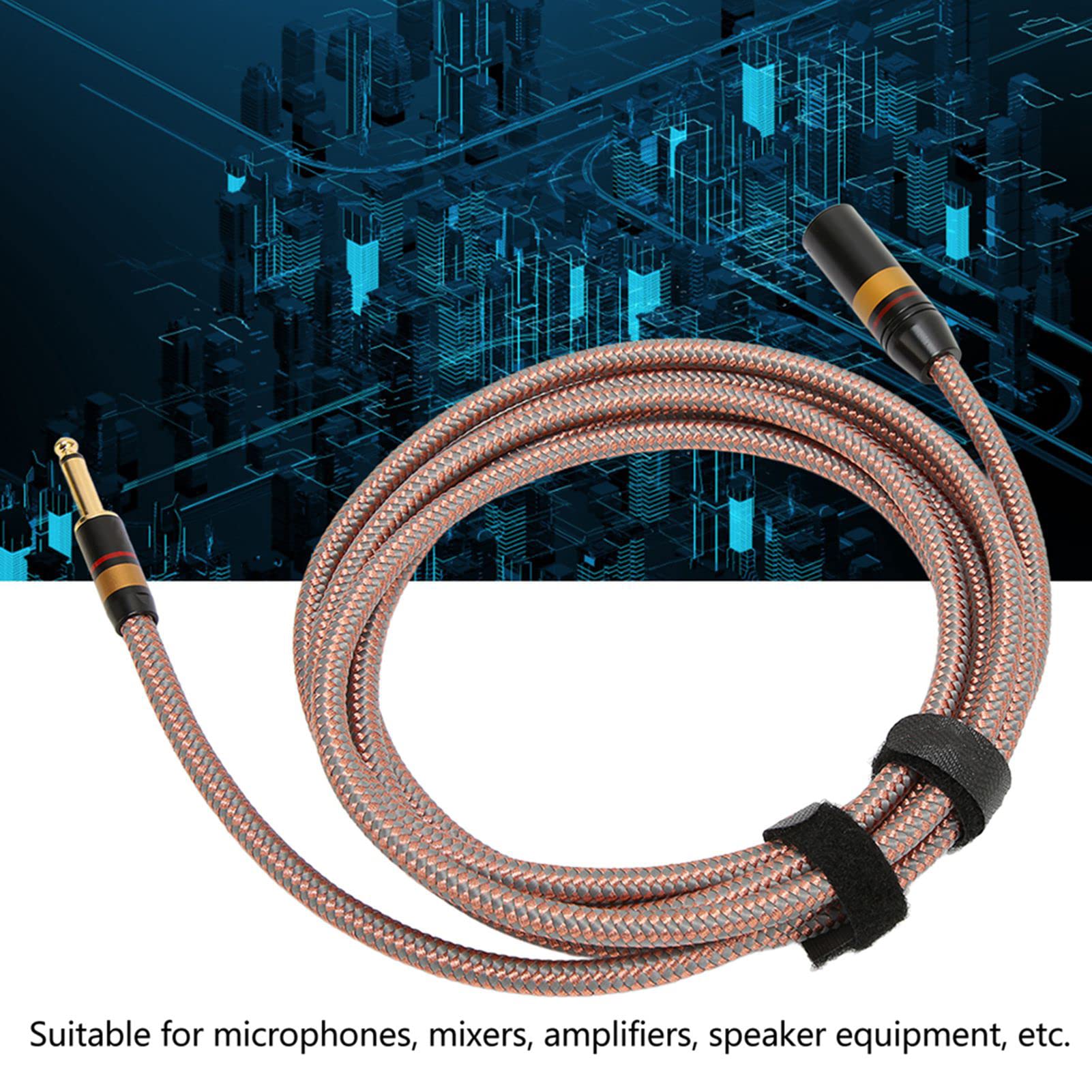 Vergoldetes 6,35-mm-auf-XLR-Stecker-Soundkabel für Lautsprecher, Mixer, Studiokonsolen, 9,8 Fuß Langes Kabel für Audiophile, Kompatibel mit Mikrofonen und Verstärkern