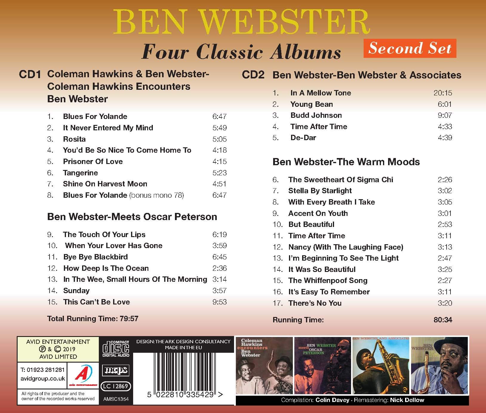 Coleman Hawkins Four Classic Albums Encounters Ben Webster Meets Oscar Peterson Associates Warm Moods