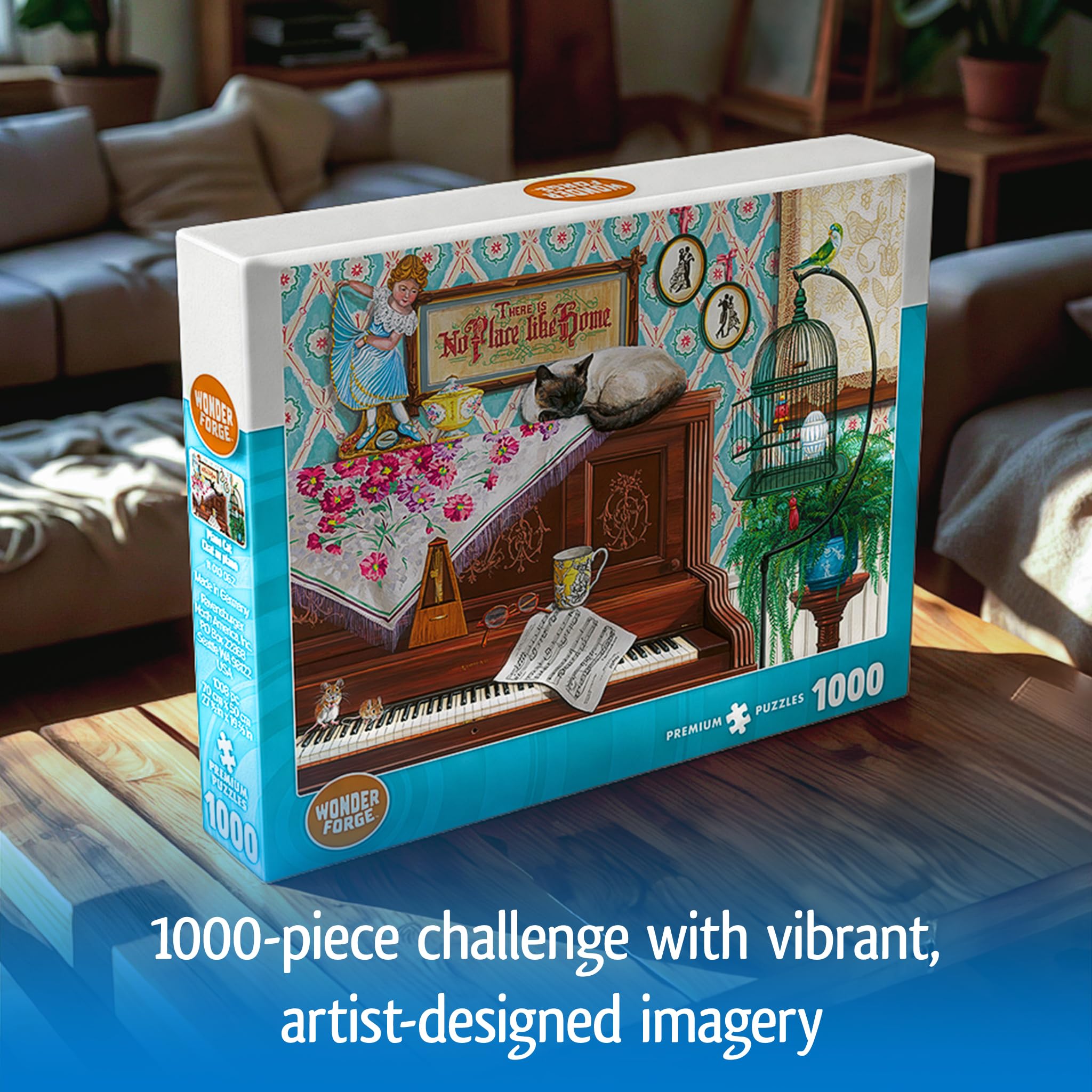 Wonder Forge Puzzle 1000 Pezzi Per Adulti: Gatto Pianoforte - Immagine Divertente, Pezzi Unici, Materiali Sostenibili FSC