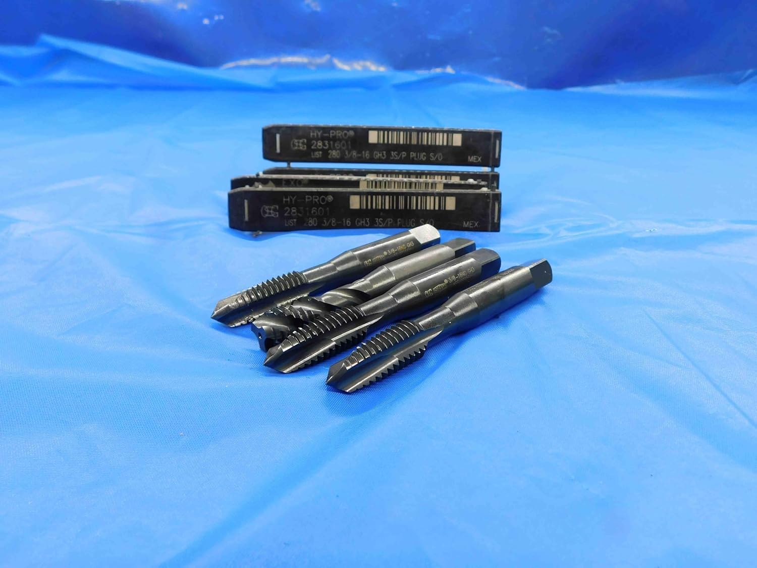 4pcs OSG 3/8 16 NC GH3 HSS Plug TAPS 3 Spiral Point & Spiral Flute .375 3/8-16 - BT0314AY3