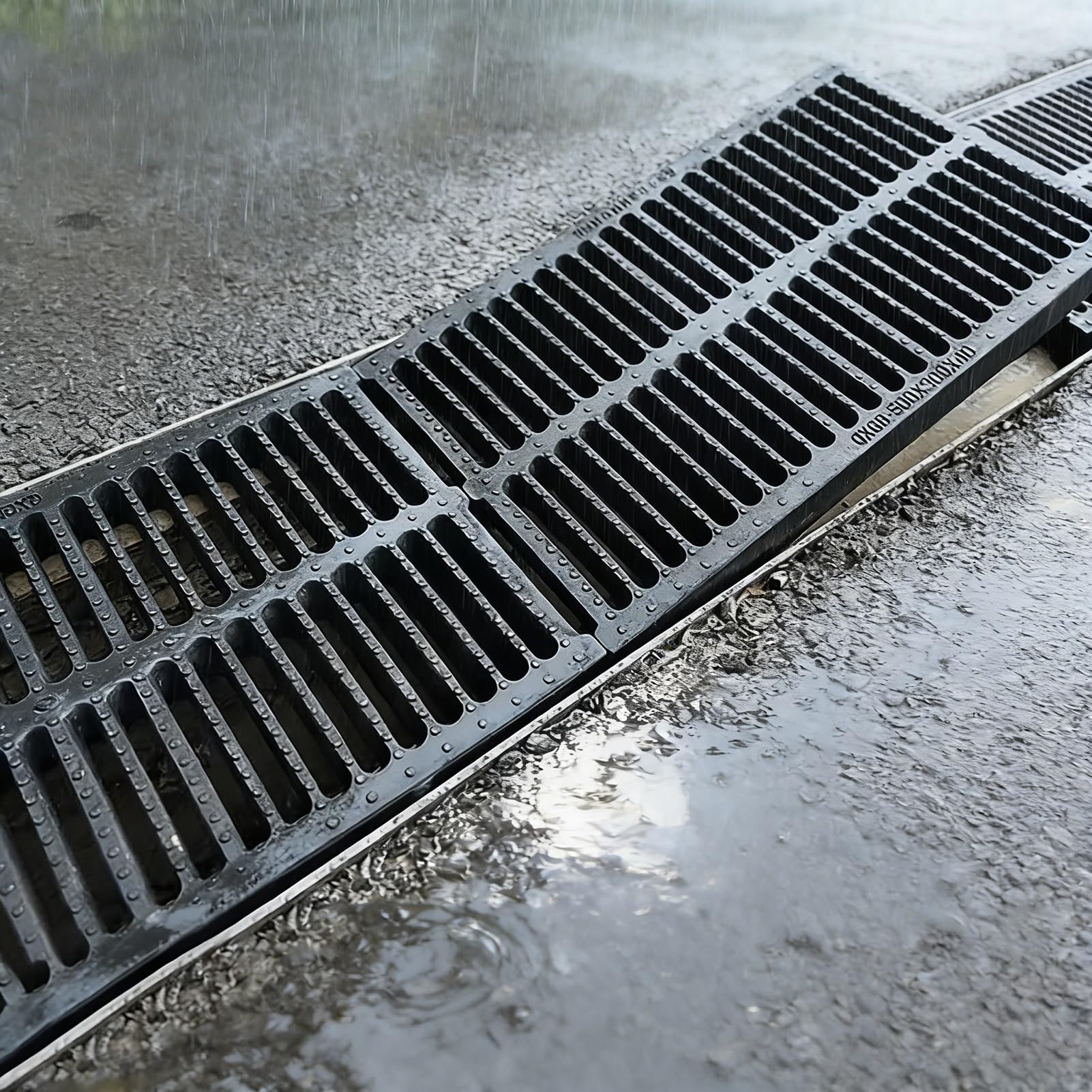 Canal de drenaje de suelo exterior con rejilla de plástico para hormigón