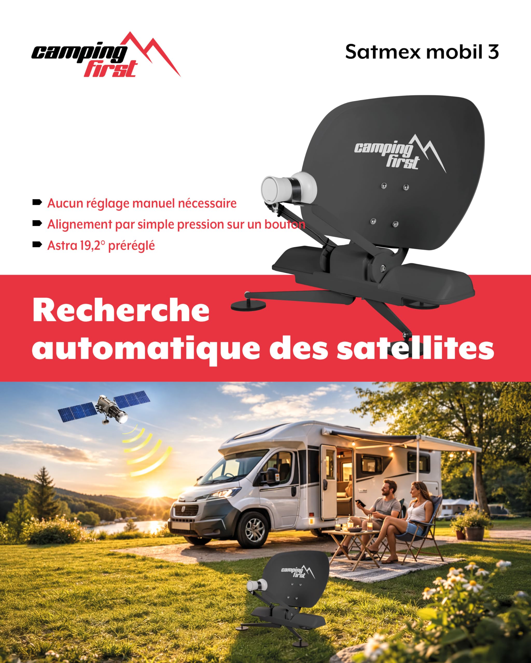 Satmex Mobil 3 – Antenne Sat Mobile Automatique – Anthracite