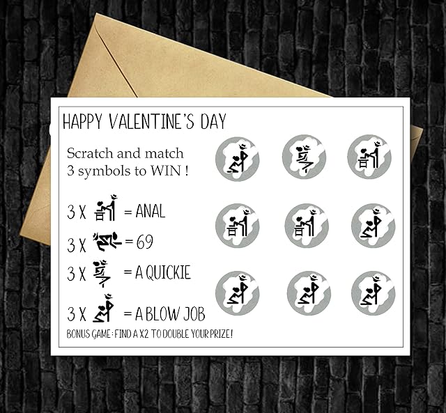 Funny Valentines Scratch Off Card Blow Job Joke Rude Naughty Boyfriend Husband Hubby