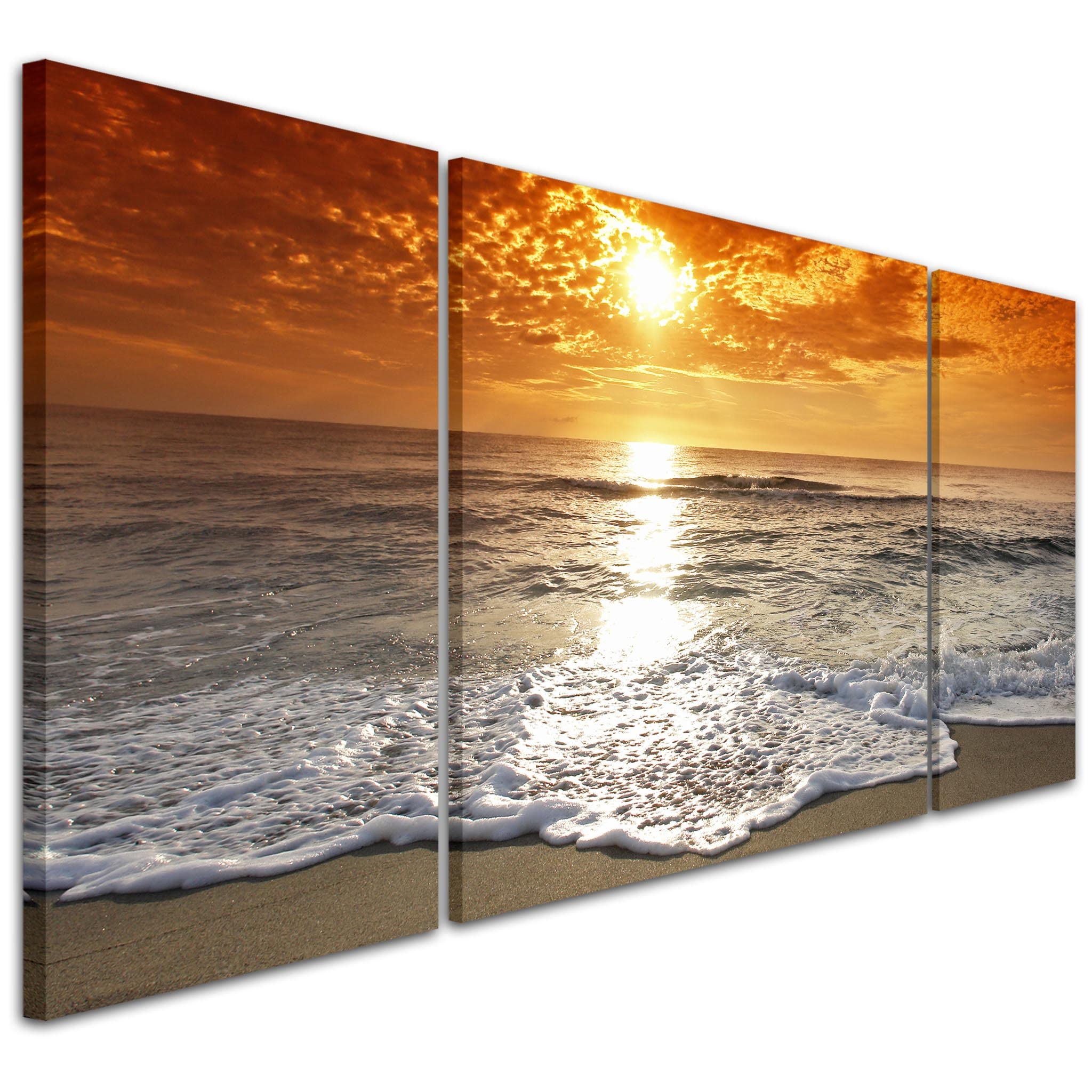 Wallfillers Tropical Beach Sunset Picture Wall Art Canvas - 3AC152 XXL - 191x65cm - Ready to Hang