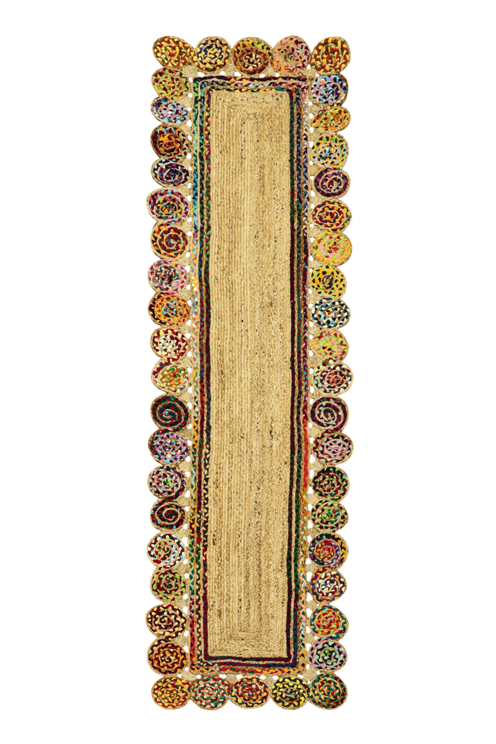Tapis de couloir géométrique Chindi en fibres naturelles de jute tressée, 0,8 x 1,2 m