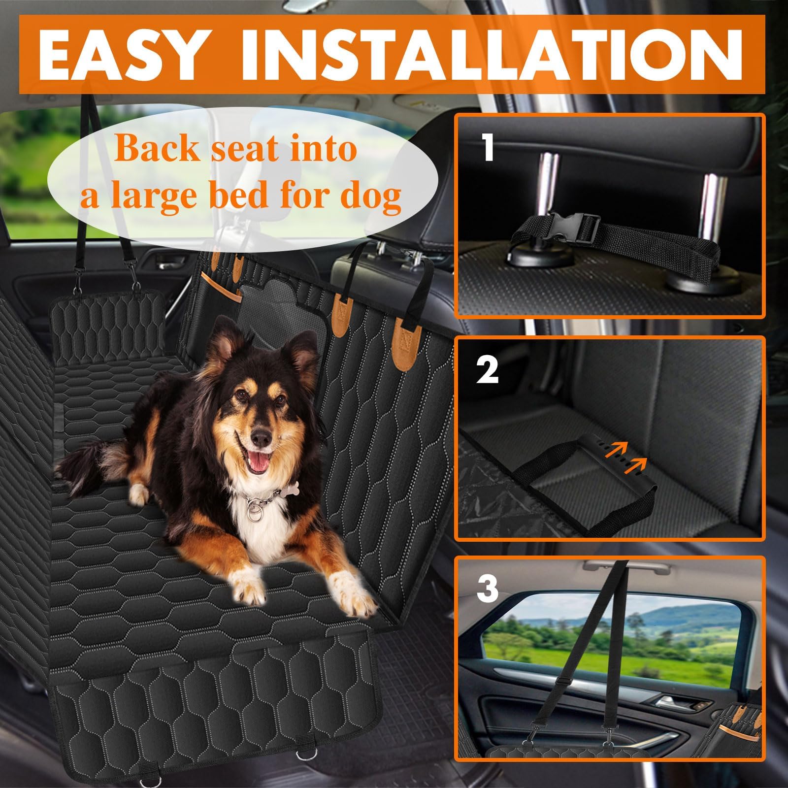 Coprisedile Posteriore Auto per Cani per Renault Kadjar/Scenic/Rafale/Symbioz, Telo Posteriore Auto per Animali Domestici, 600D Oxford Impermeabile Protezione per Sedile per Animali,B