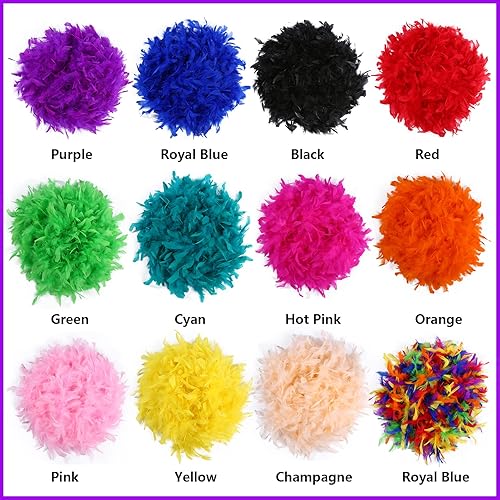 Miniatura 5 de Boa de plumas de pavo Chandelle rosa intenso 2 yardas 353oz para manualidades hogar baile boda fiesta Halloween disfraces decoración de boa de plumas