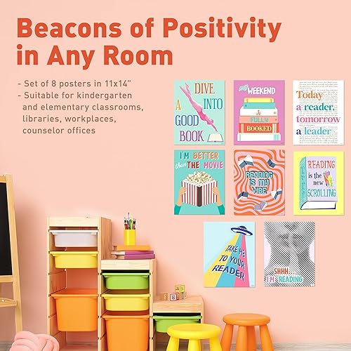 Miniatura 2 de S&O - Póster de lectura para aula, área de estudio, póster de centro de libros para escuela primaria, aprendizaje de alfabetización, espacio de