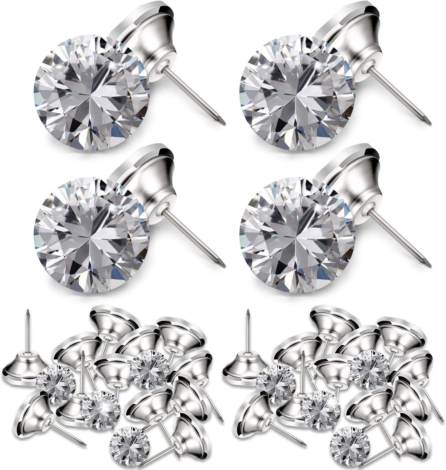 60 Pieces Diamond Crystal Upholstery Nails Buttons