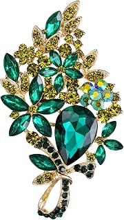 Classy Bouquet Bridal Brooch Wedding Bridal Corsage, Stunning Elegant Crystal Rhinestone Teardrop Marquise Bouquet Brooch Pin for Women Girls