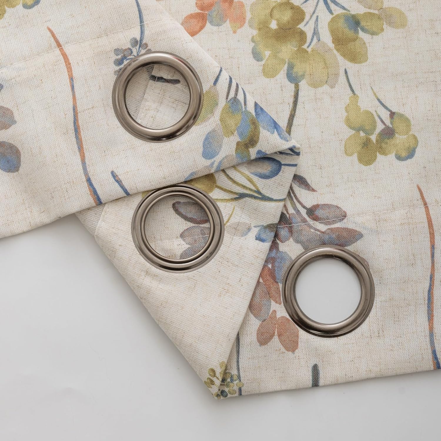 Floral Linen Curtains 84 inches Long 2 Panels Spring Vintage Farmhouse Patterned Decor Window Drapes Light Filtering Semi Sheer Curtains for Bedroom Living Room, 50" W X 84" L, Yellow