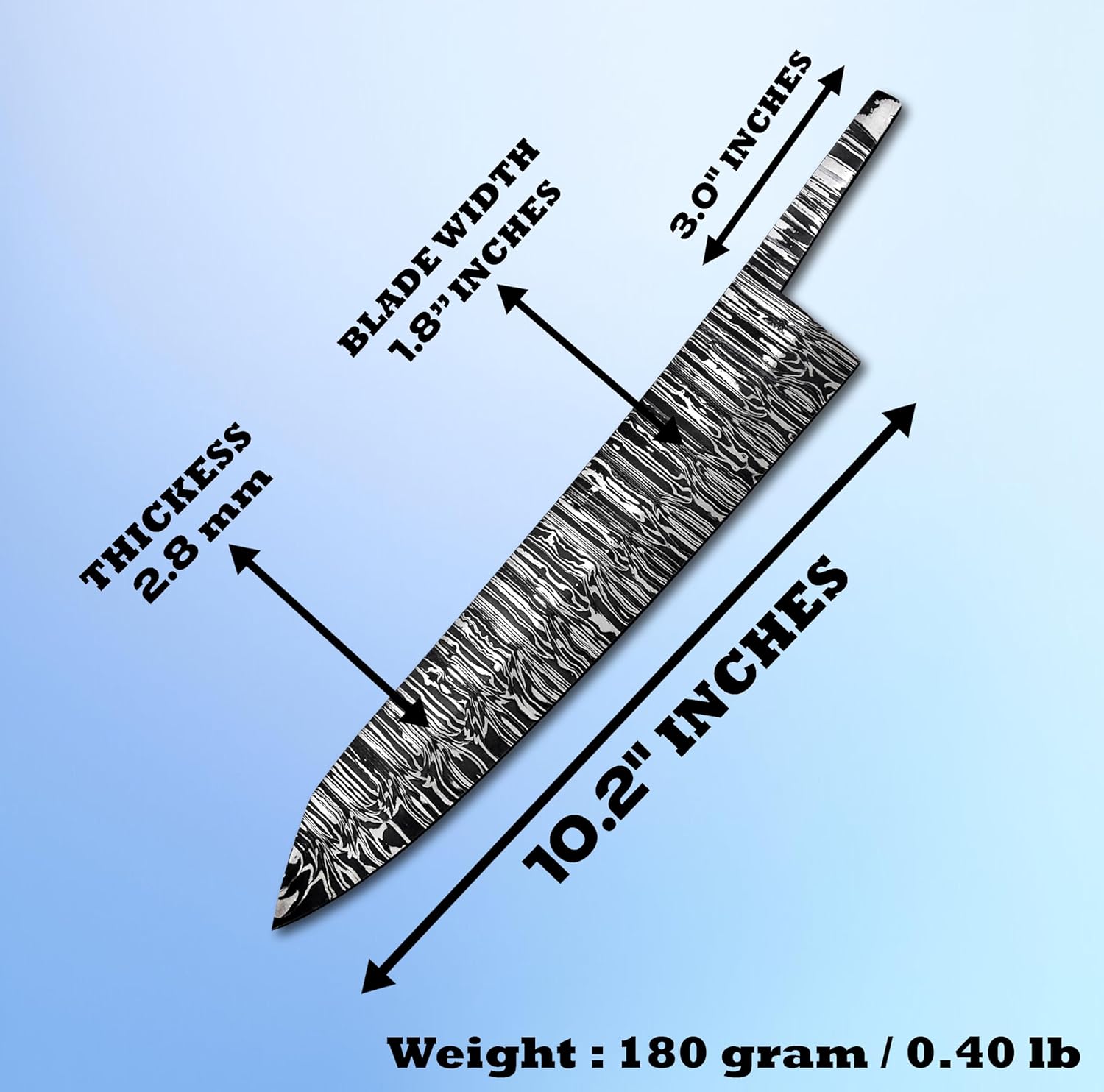 Custom Hand Forged Damascus Steel Blank Blade Chef Knife - Kitchen Knife Billet Bar Handmade Knife Making Supply
