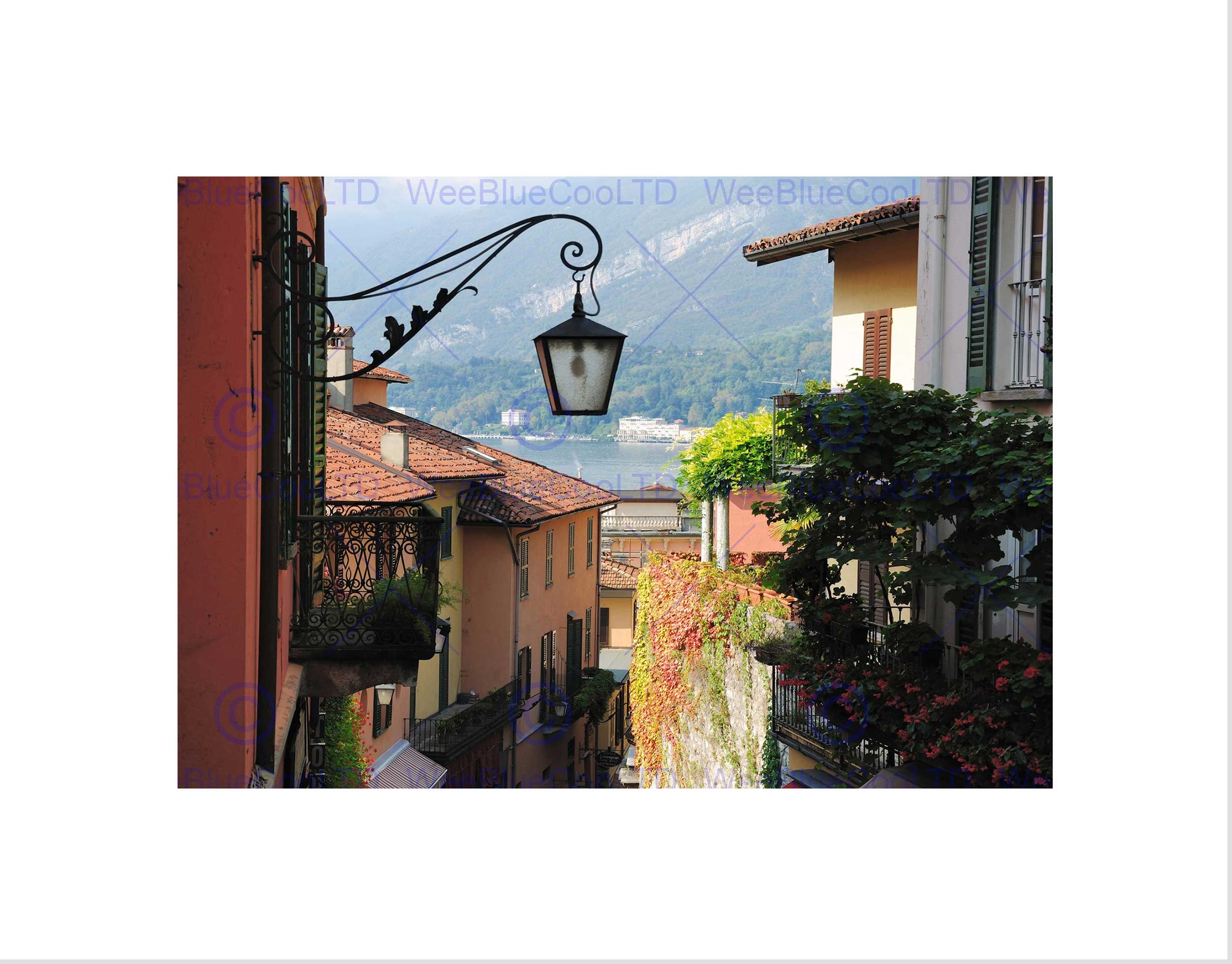 Wee Blue Coo Bellagio Lake Como Italy Street Scene Picture Wall Art Print