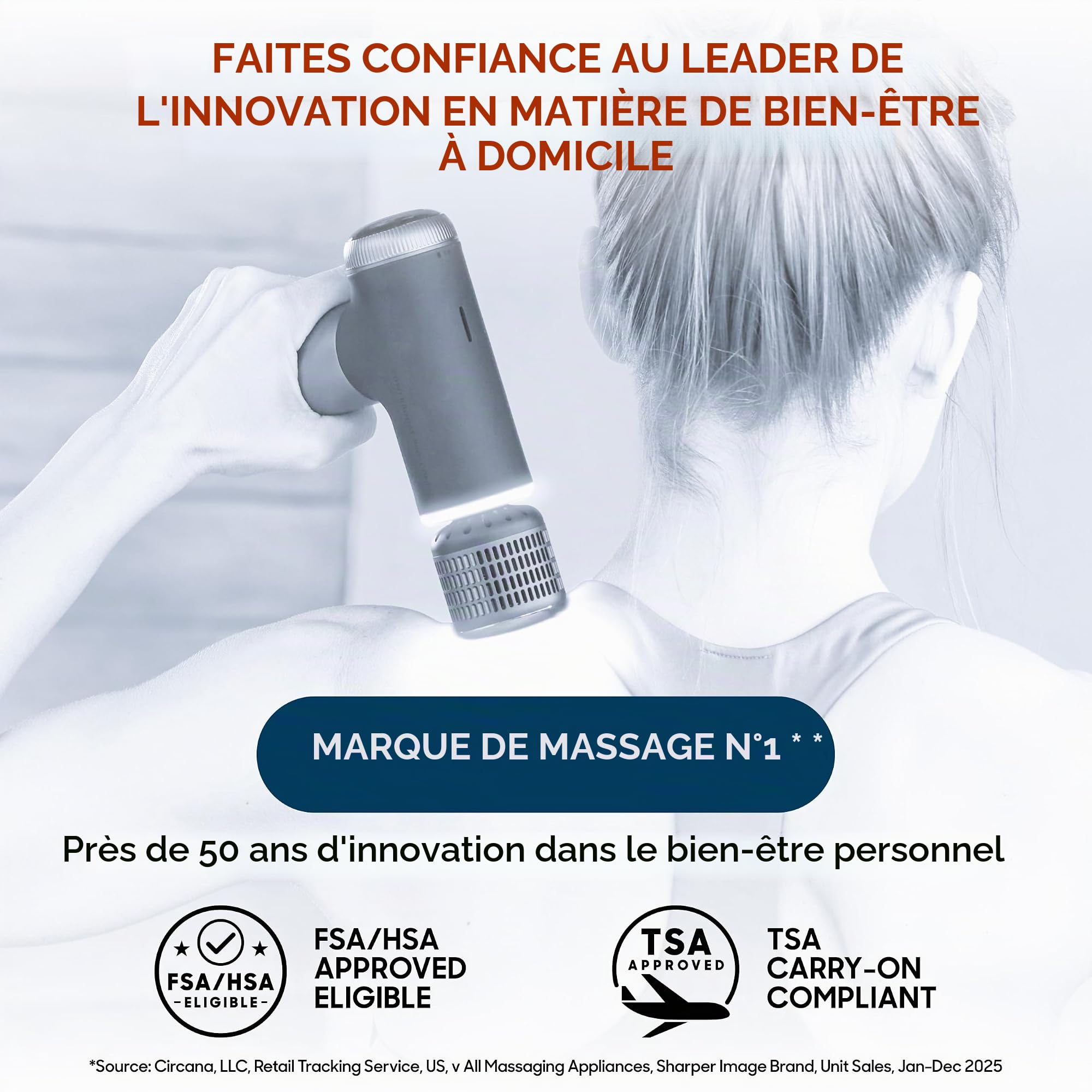 SHARPER IMAGE - Appareil de massage compact à percussion chaud et froid