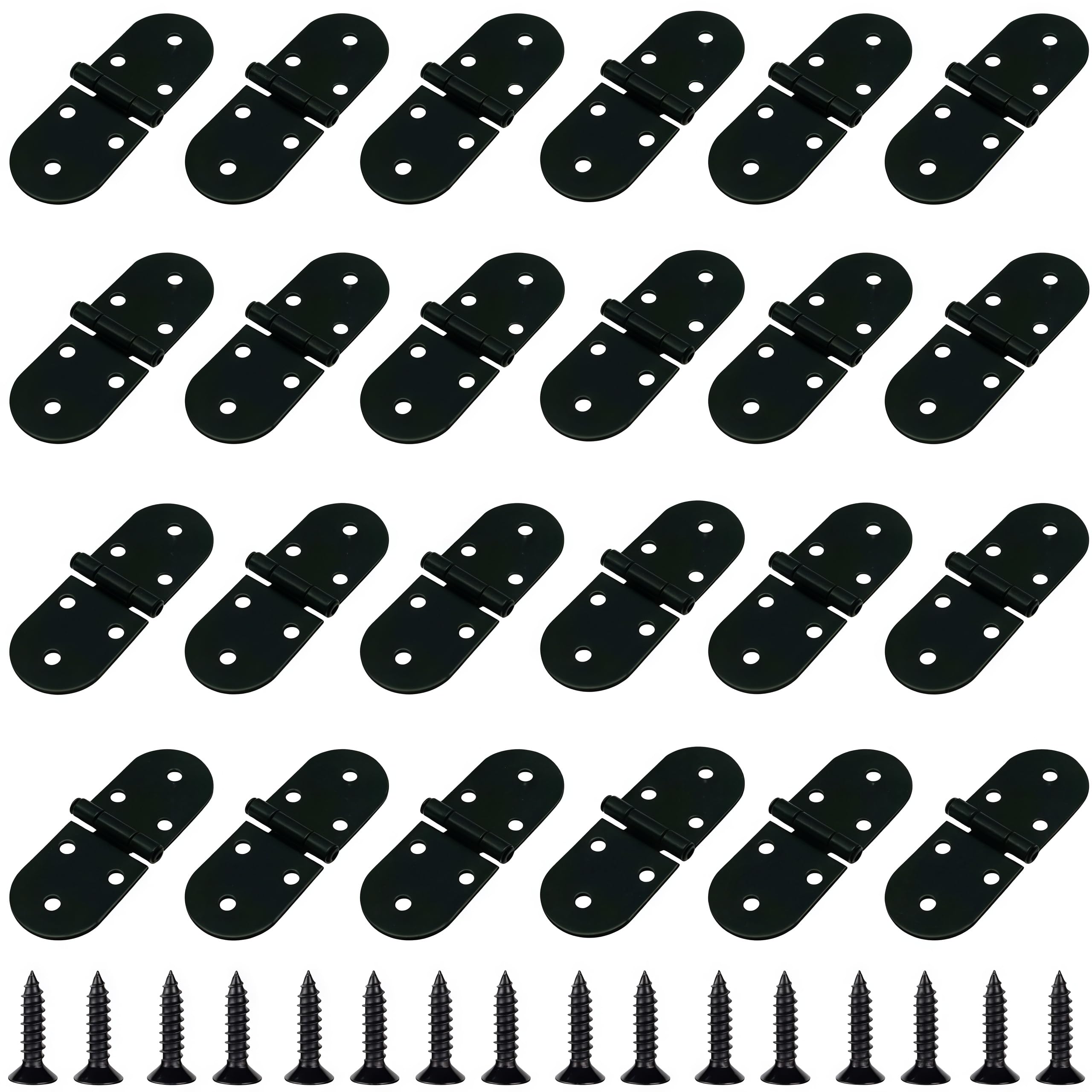 Vbnexyr Black Hinges 24 Pack 3.15 Inch Mini Iron 180° Folding Hinges With Screws For Chests And Drawers