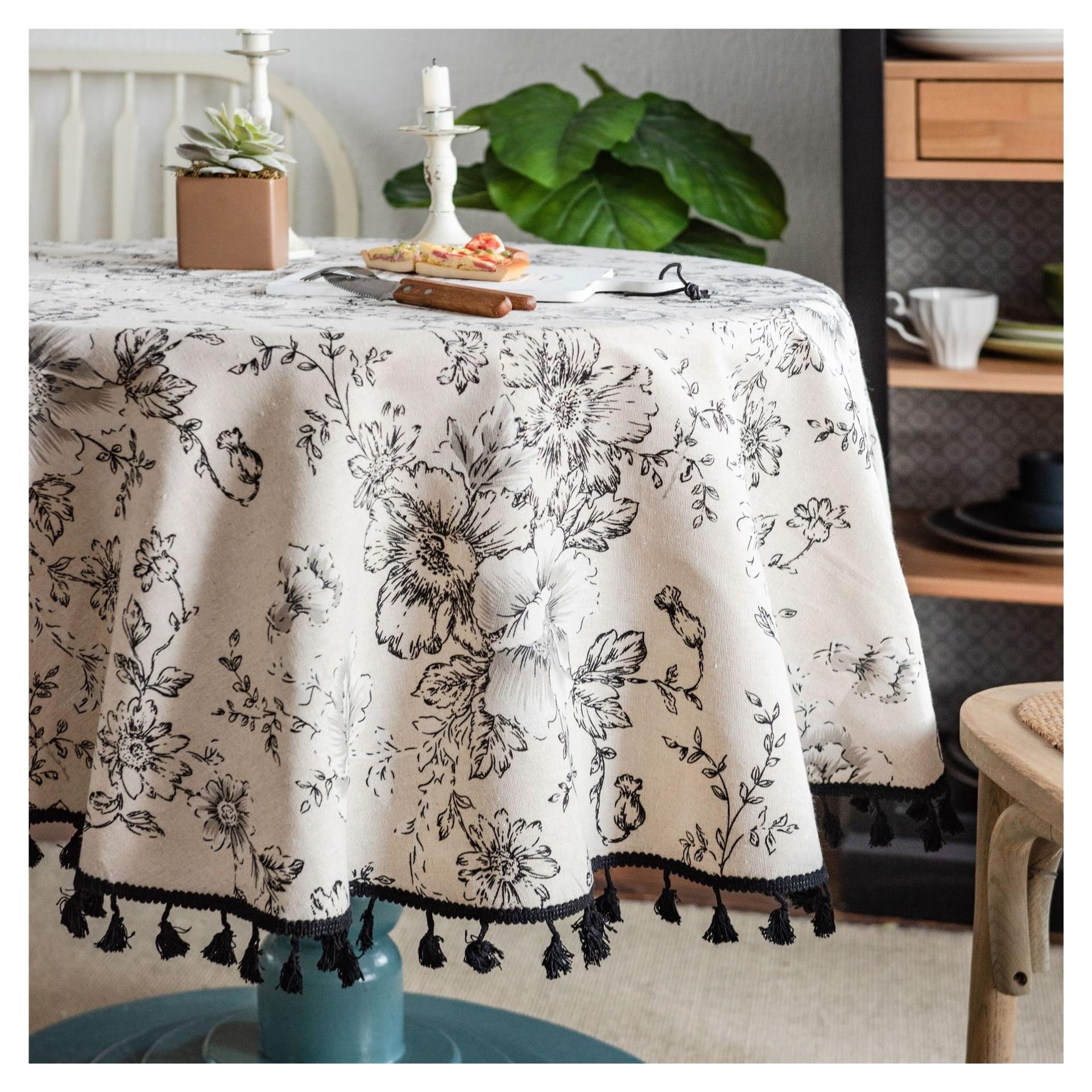 DYYEUAVT Rose Print Round Small Tablecloth