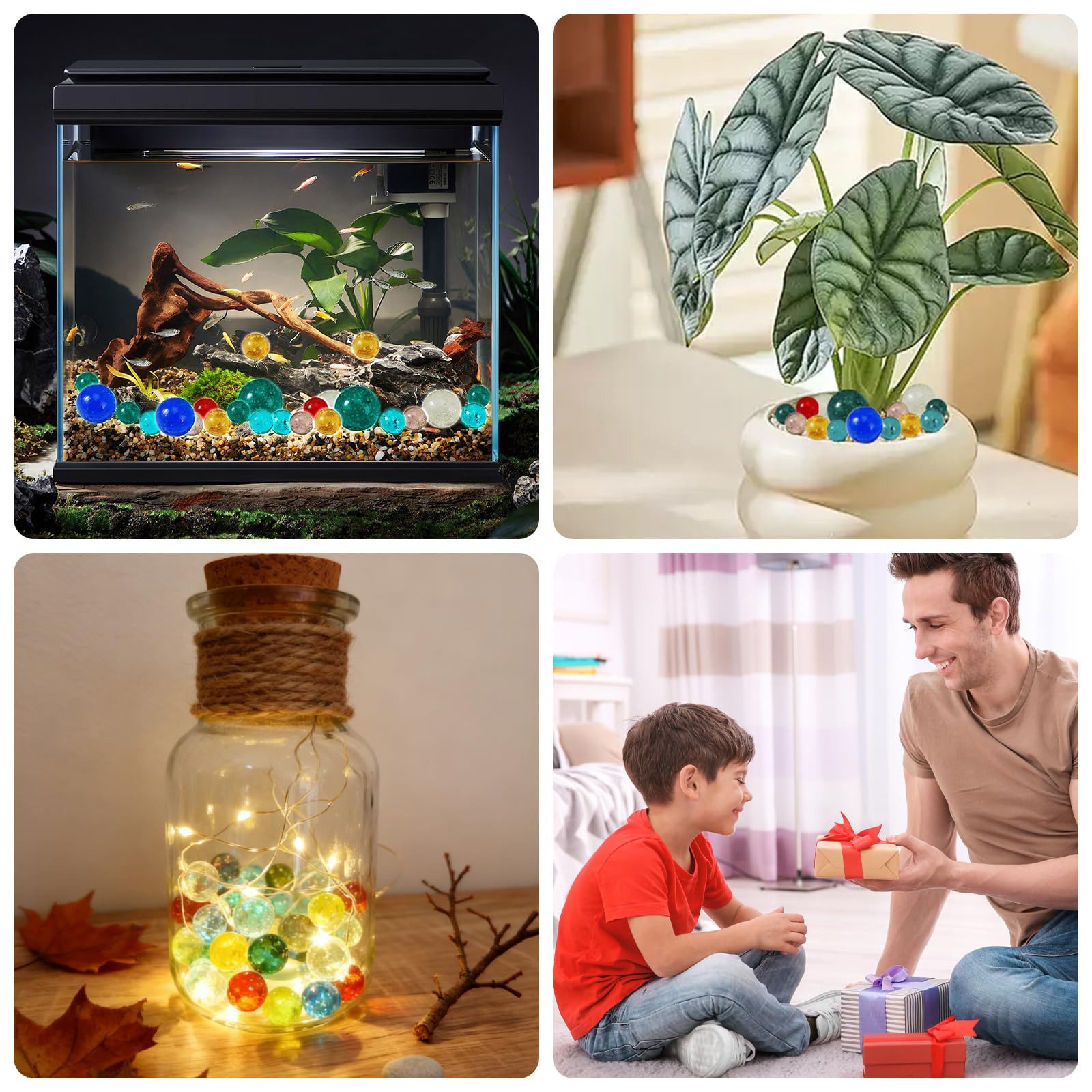20 Canicas de Cristal, 16 mm/25 mm/30 mm, Brillan en la Oscuridad, Bolsa de Cordon, Juegos de Canicas, Proyectos de Bricolaje para Ninos, Decoracion del Hogar, A partir de 8 Años