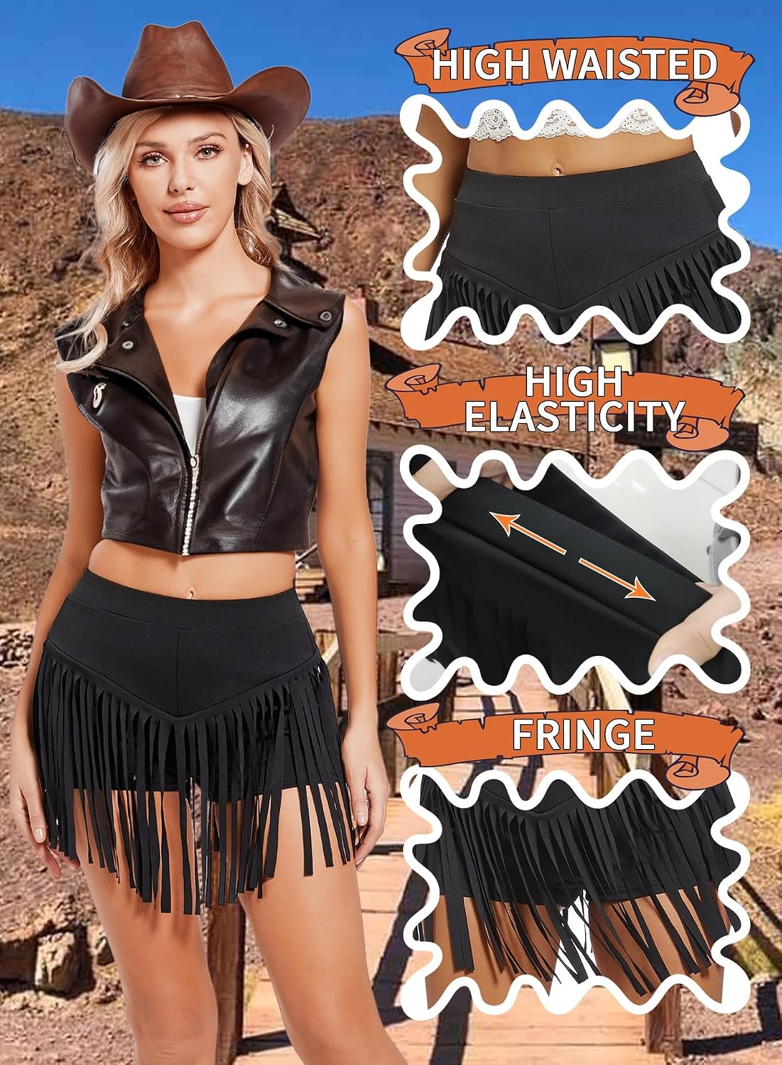 Womens Western Cowgirl Fringe Shorts - Country Concert Outfits Sexy Booty Pole Dance Rave Festival Tassel Bottoms