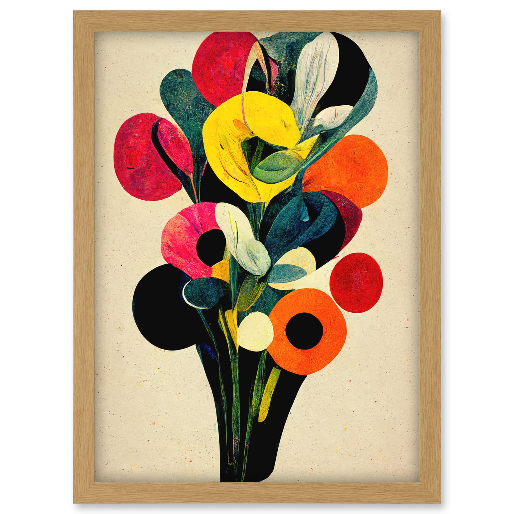 Doppelganger33 LTD Kandinsky Inspired Abstract Multicolour Flower Bouquet Artwork Framed A3 Wall Art Print