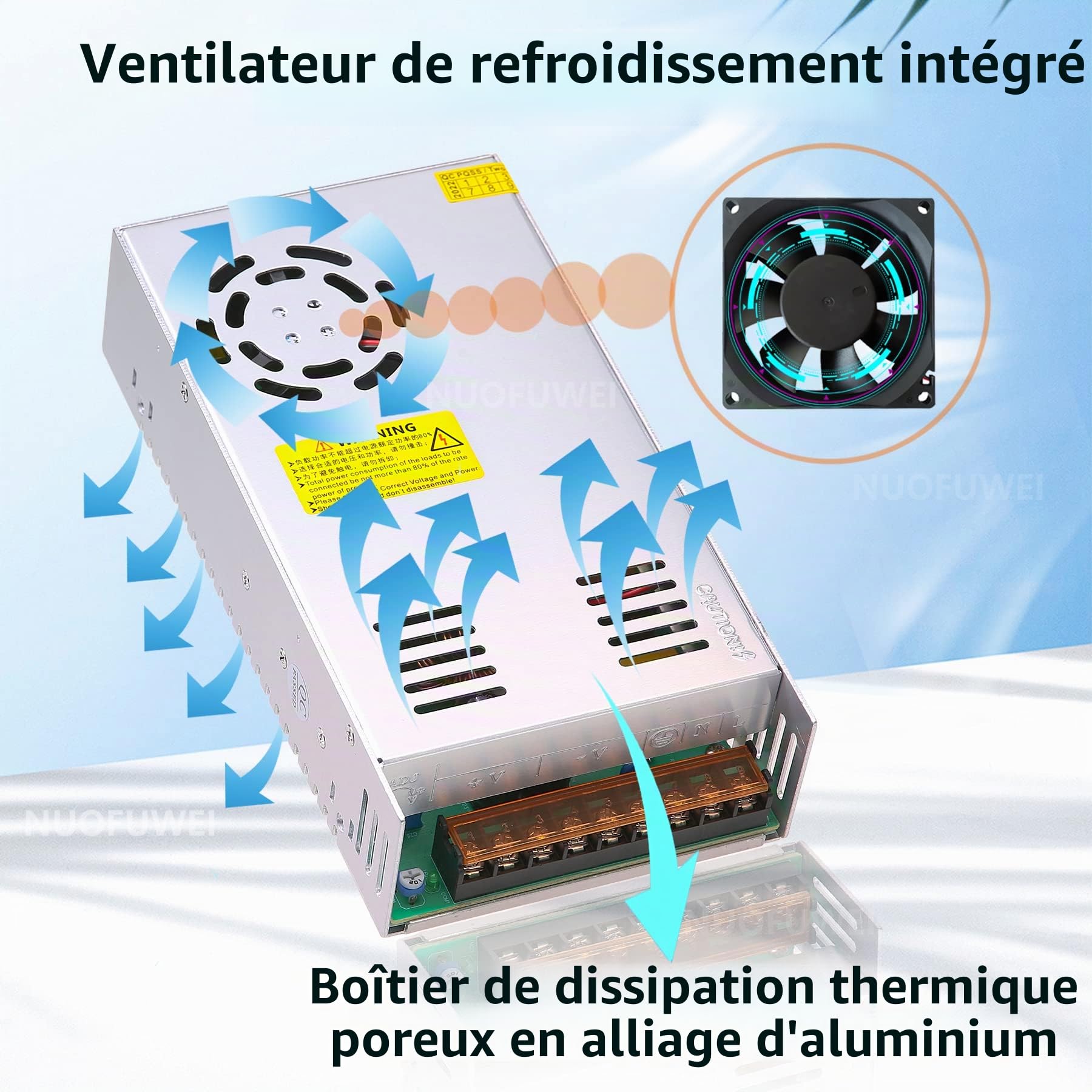 DC 48V 12.5A 600W Alimentation Transformateur 220 V CA à 48 V CC Convertisseur Alimentation 48V 600W Pour lecteurs semi conducteurs Amplificateurs Radios Bandes lumineuses LED et autres appareils 48V
