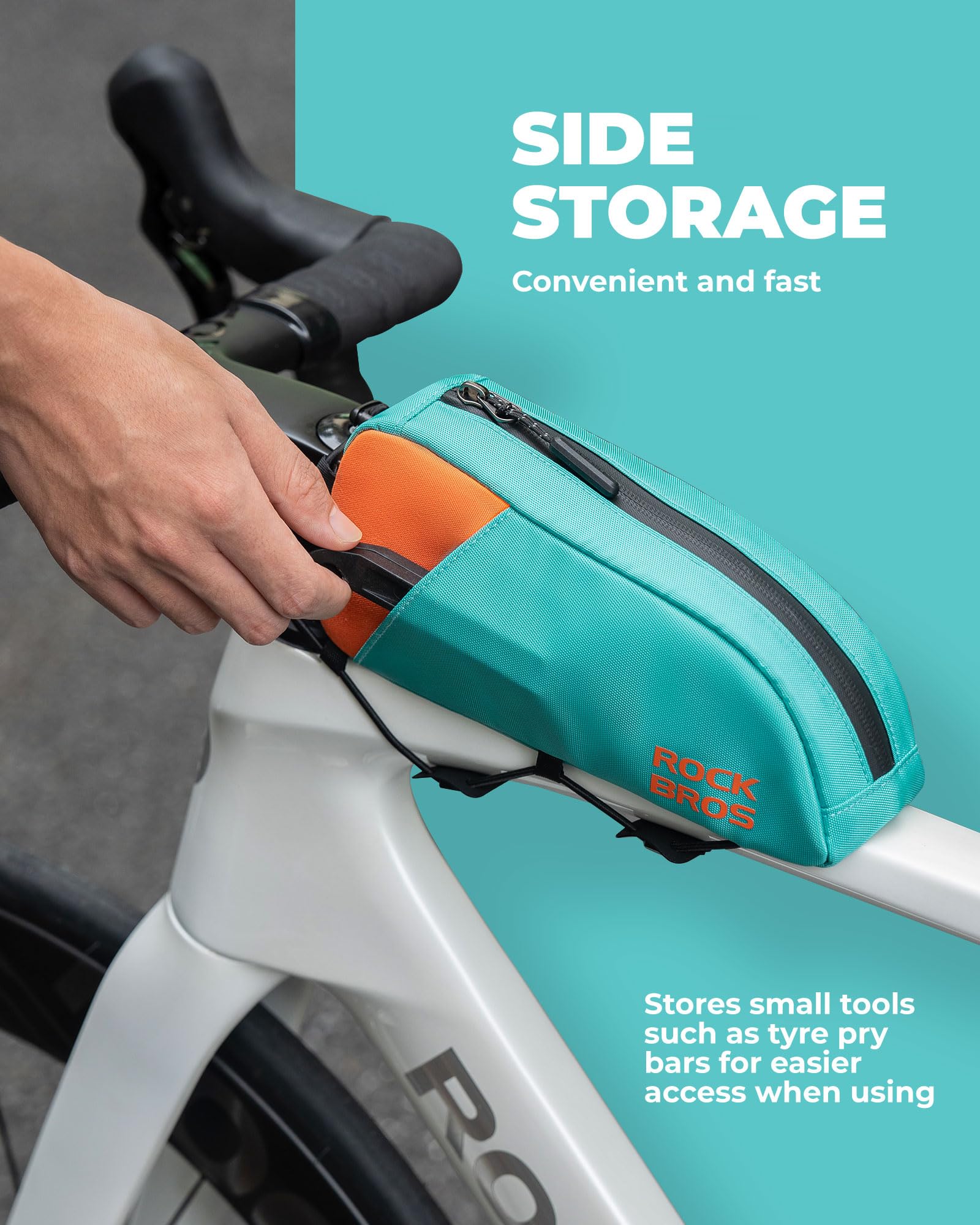 Borsa Da Telaio Bici ROCKBROS 0.9L Impermeabile - Per MTB, Gravel, Corsa, Con Cinghie Regolabili - Foto 7