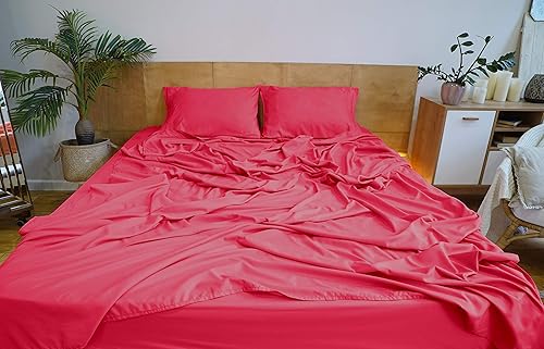 Miniatura 2 de Mezzati Colección Prestige 1800 - Juego de sábanas de lujo, suave y cómoda, de microfibra cepillada, Microfibra, Hot Pink, gemelo