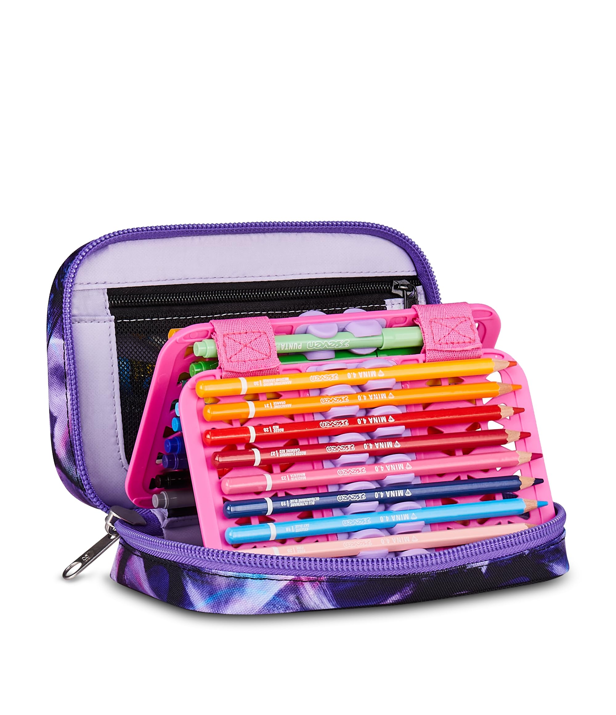 Seven Astuccio Scuola Speed Pad Plus LOVEPASS, Viola, Portapenne attrezzato, 45 pezzi, Planche amovibili, Tasca interna per cancelleria, Accessori Zaino, Scuola elementare e media, Bambina, Ragazza