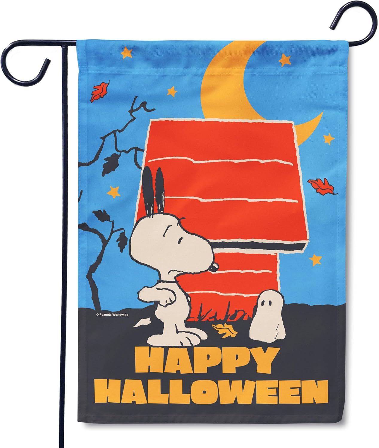 Flagology, PEANUTS® Snoopy Ghost Happy Halloween Garden Flag 12" x 18", Outdoor Flag, Exclusive Premium Fabric, Officially Licensed PEANUTS®, Halloween