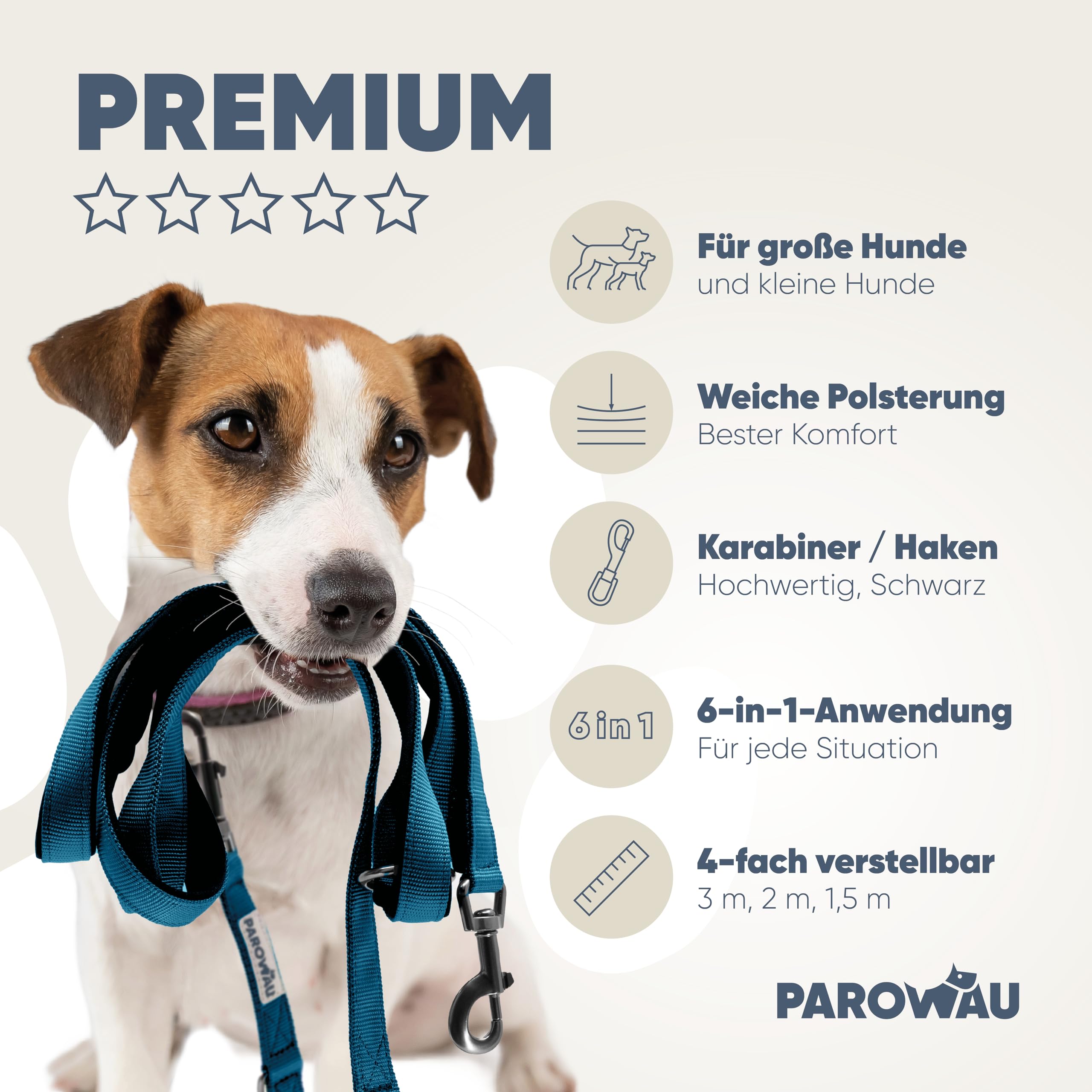 Hundeleine 3m [4-Fach verstellbar] + Hundespielzeug Ball [Zahnpflege Hund] Leine Hund Hundezubehör Hundeleine für große Hunde Hundespielzeug Intelligenz Hundespielzeug unzerstörbar (blau)