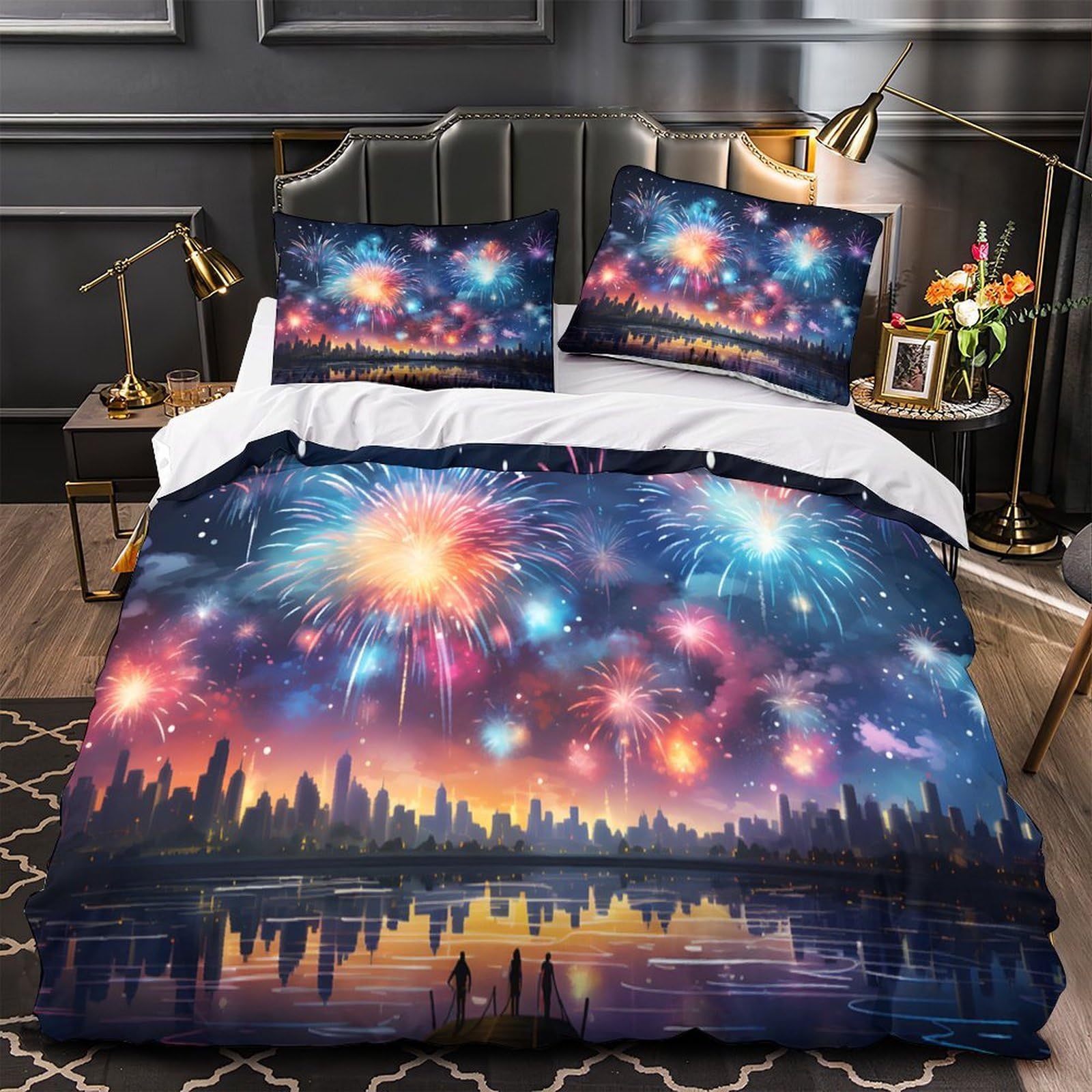 Housse de couette 3D hypoallergénique avec fermeture éclair 140x200