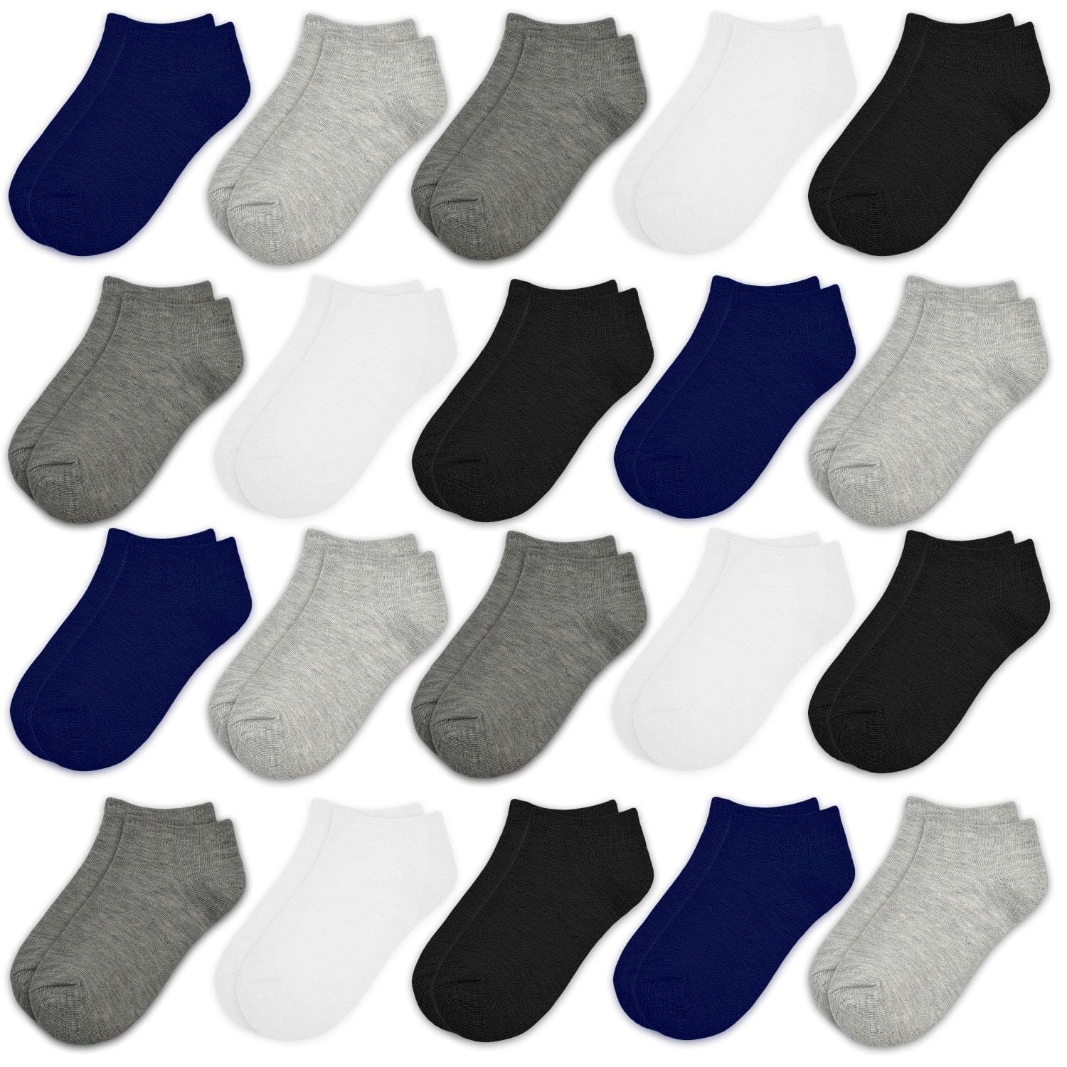 Toddler Kids Boys Socks, 20 Pairs Unisex Baby Ankle Black Breathable Cosy Trainer Walking Socks 7-10 Years Old