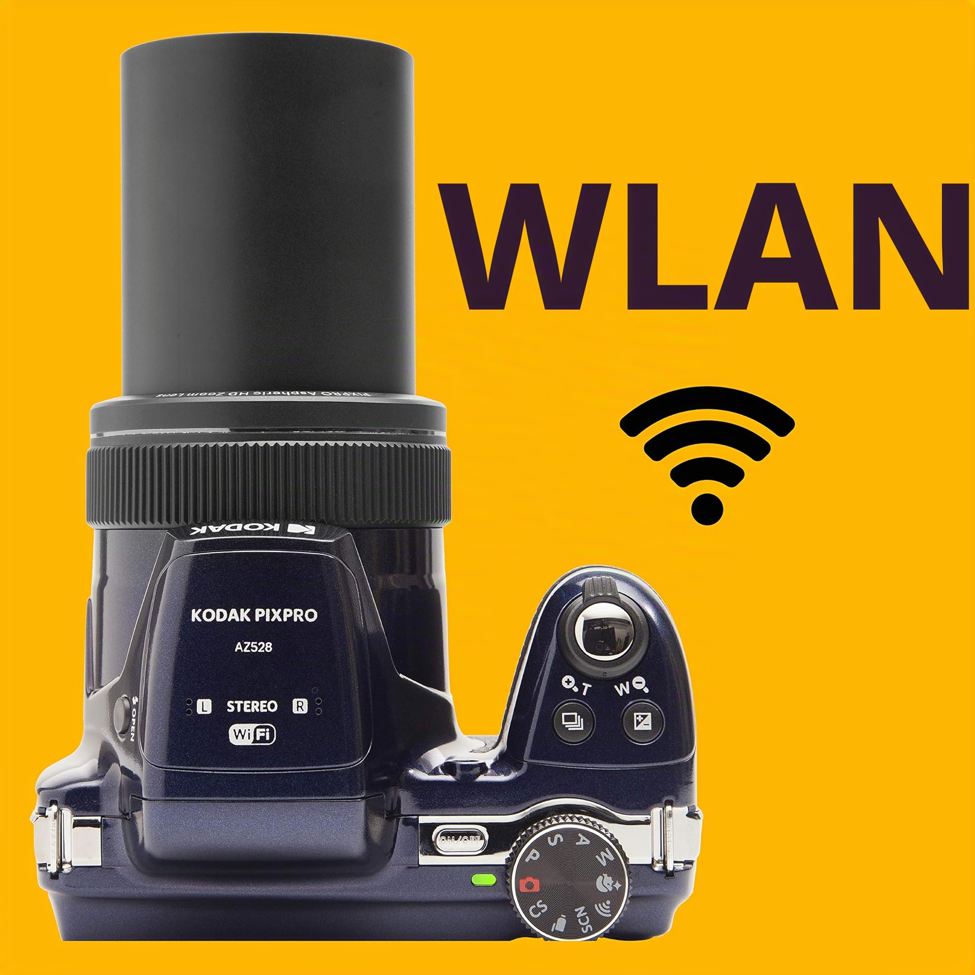 KODAK Pixpro AZ528 - Fotocamera Bridge Digitale 16 Mpixel, Zoom ottico x52, Stabilizzatore Ottico, Schermo LCD da 3 pollici, Video Full HD 1080p, Batteria agli ioni di litio - Blu Notte