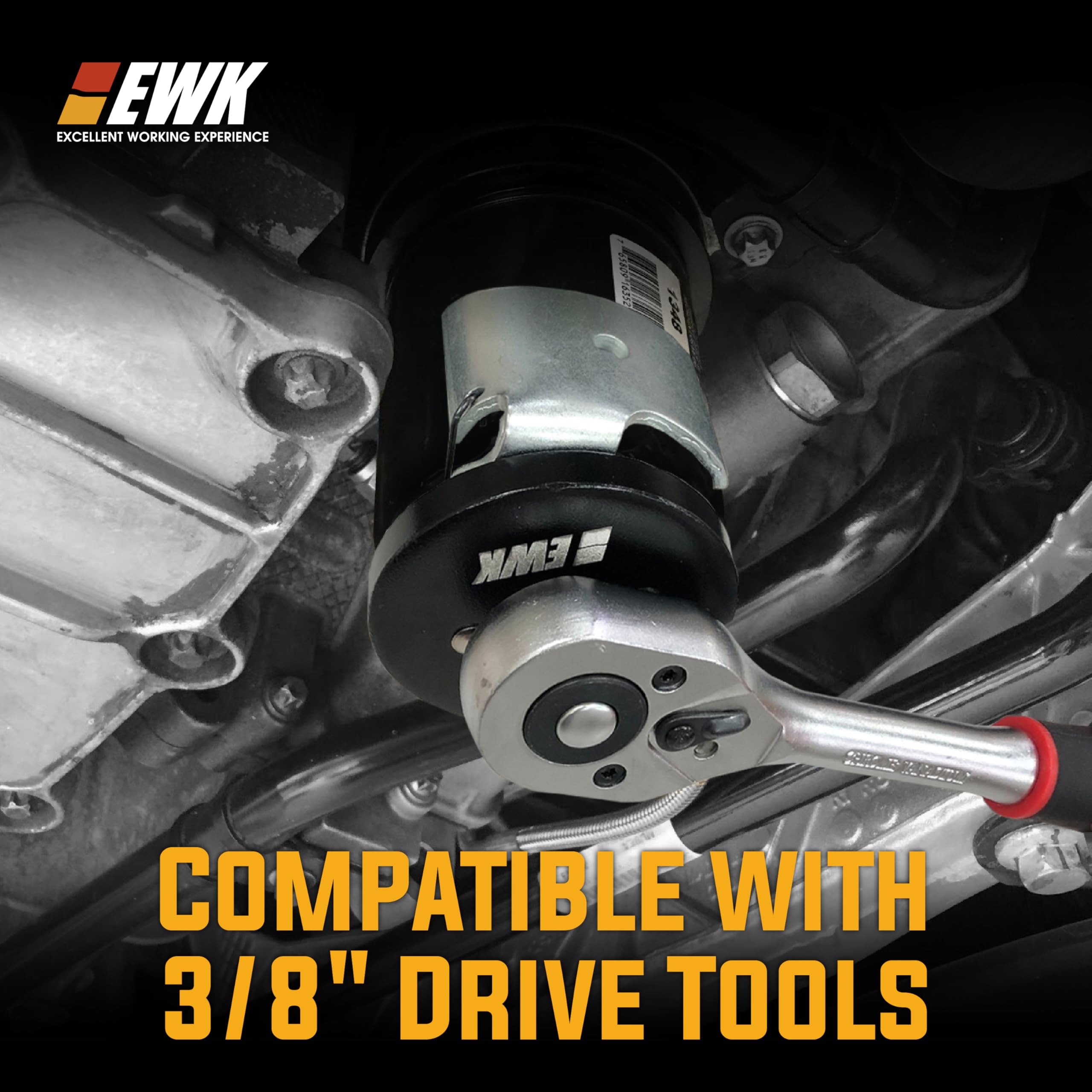 EWK Llave de filtro de aceite ajustable de 2.5 a 3.25 pulgadas para extracción de filtro giratorio