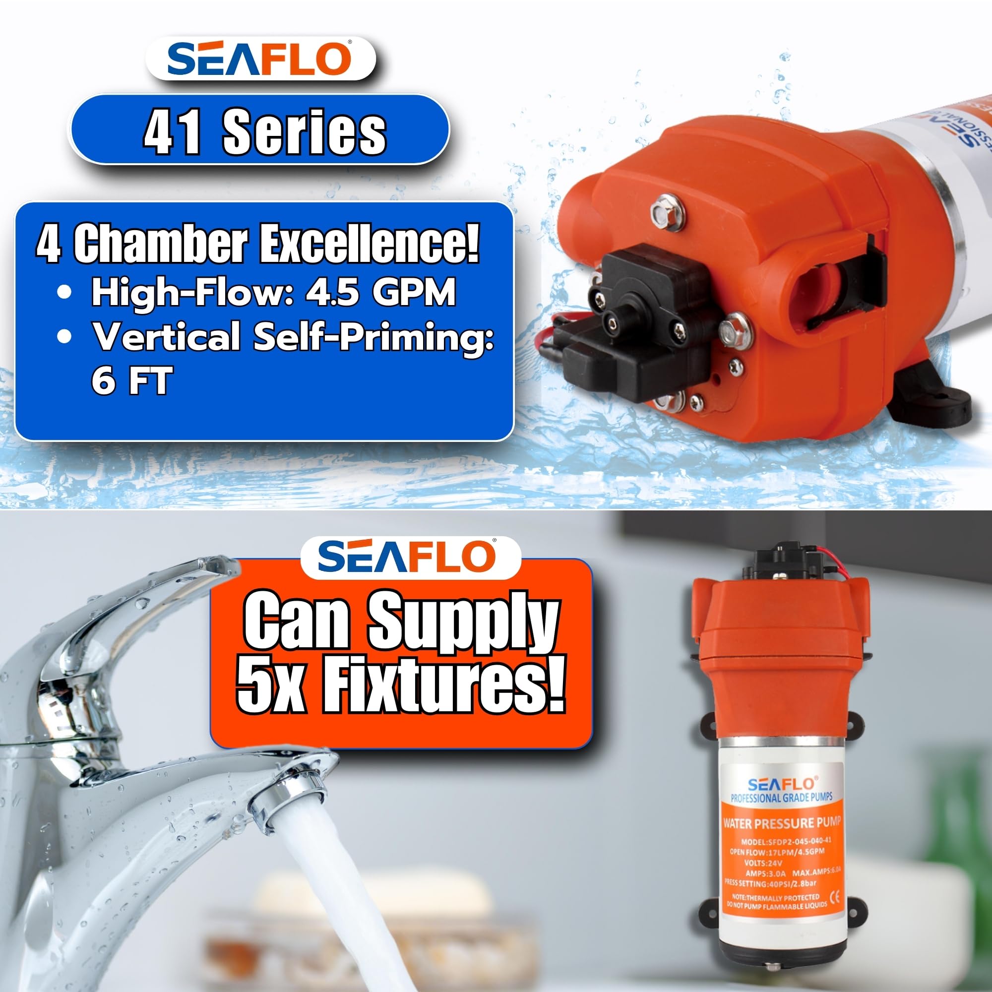 Amazon.com: SEAFLO 41 Series Water Pressure Diaphragm Pump - 12V 