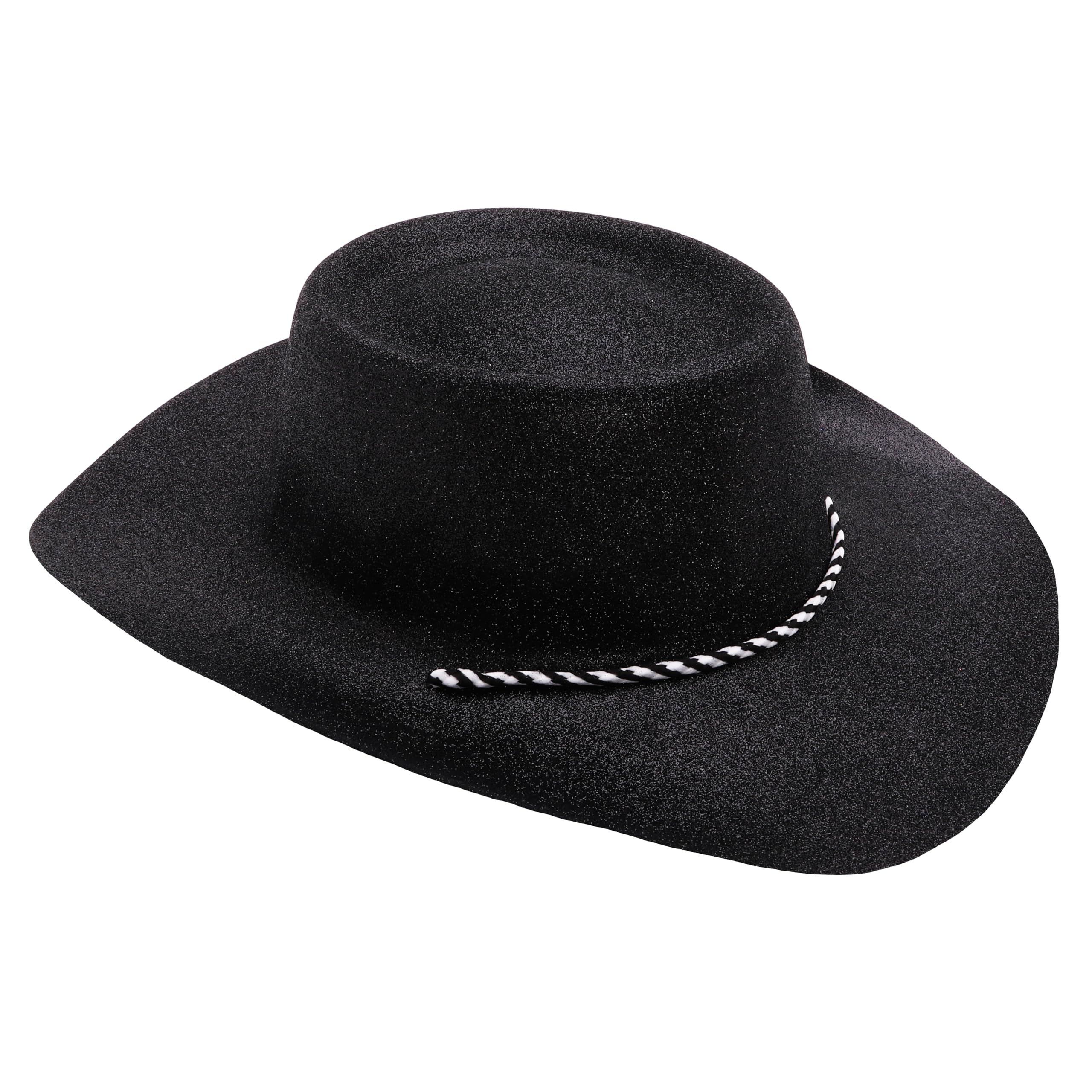 Toyland® Pack of 3-34cm (13") Black Glitter Cowboy Hats - Festivals, Concerts, Fancy Dress & Hen Do Accessories - Image 2