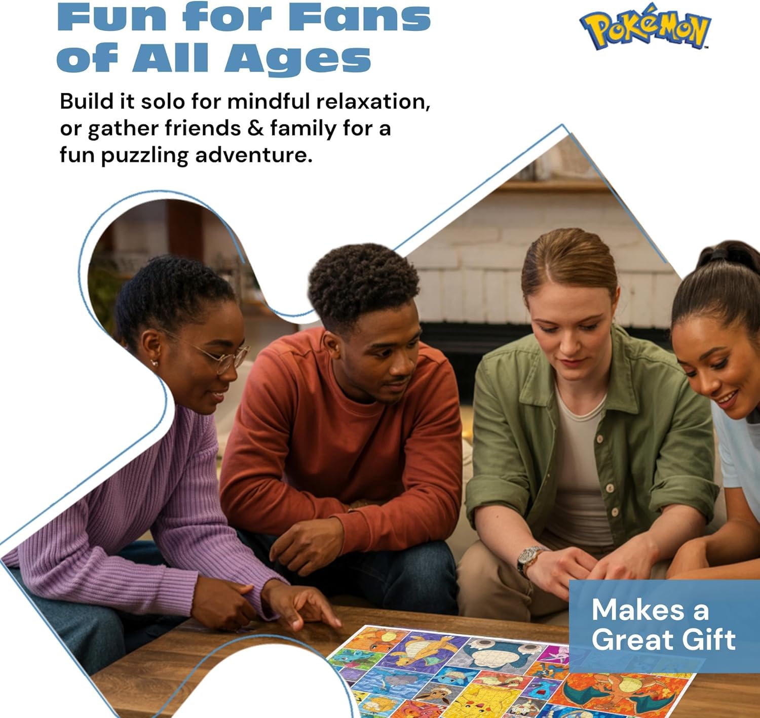 Buffalo Games - Pokemon - Frames - 1000 Piece Jigsaw Puzzle for Adults Challenging Puzzle Perfect for Game Nights - 1000 Piece Finished Size is 26.75 x 19.75, Large