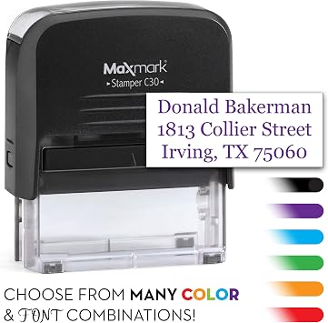 Return Address Stamp - Three Line Self Inking Stamp - 3/4" x 1-7/8"