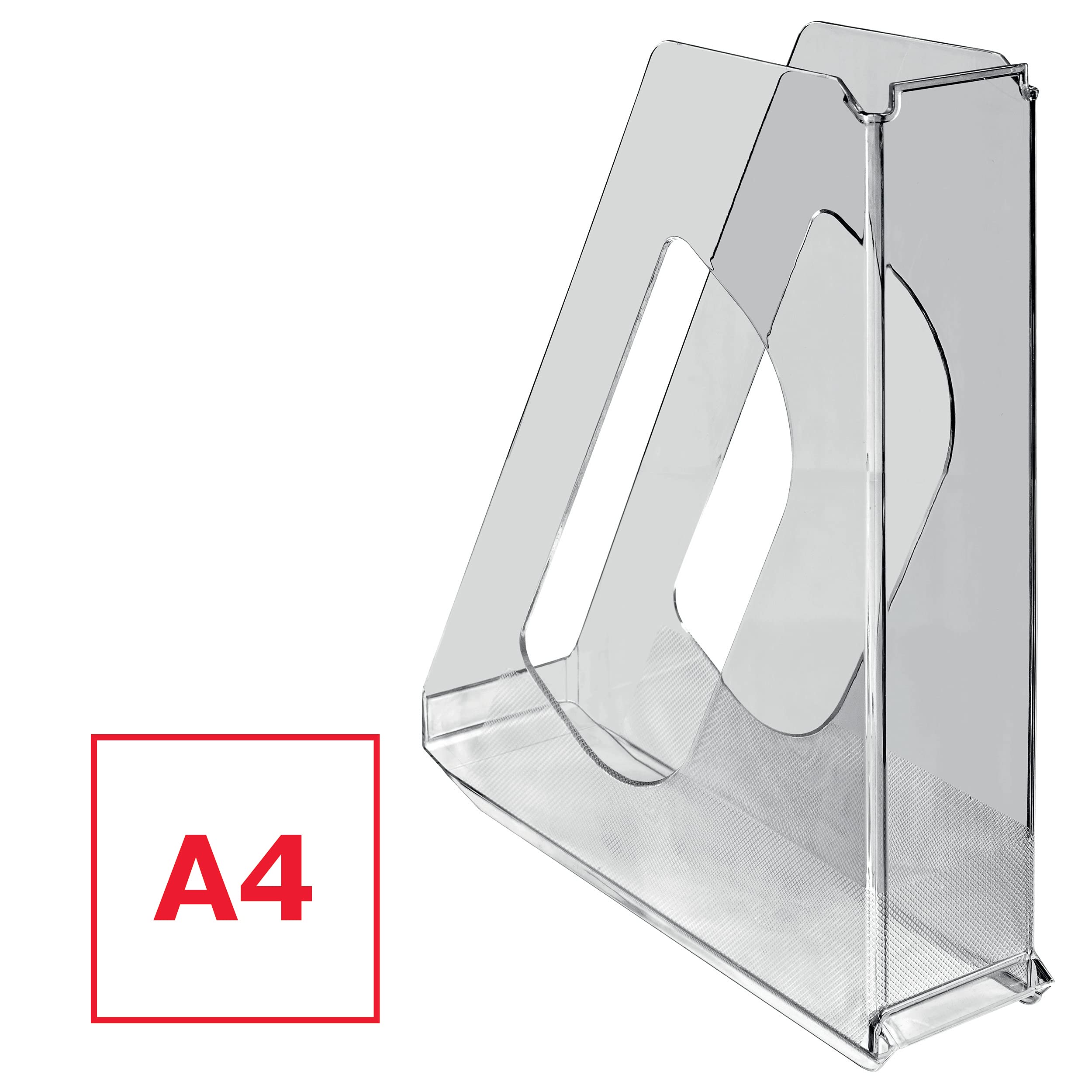 Esselte Stehsammler, A4, 10er Pack, Ideal für Prospekte, Broschüren, Unterlagen, Mappen und Hefter, Stabiler Kunststoff, Transparent, Europost, 628226
