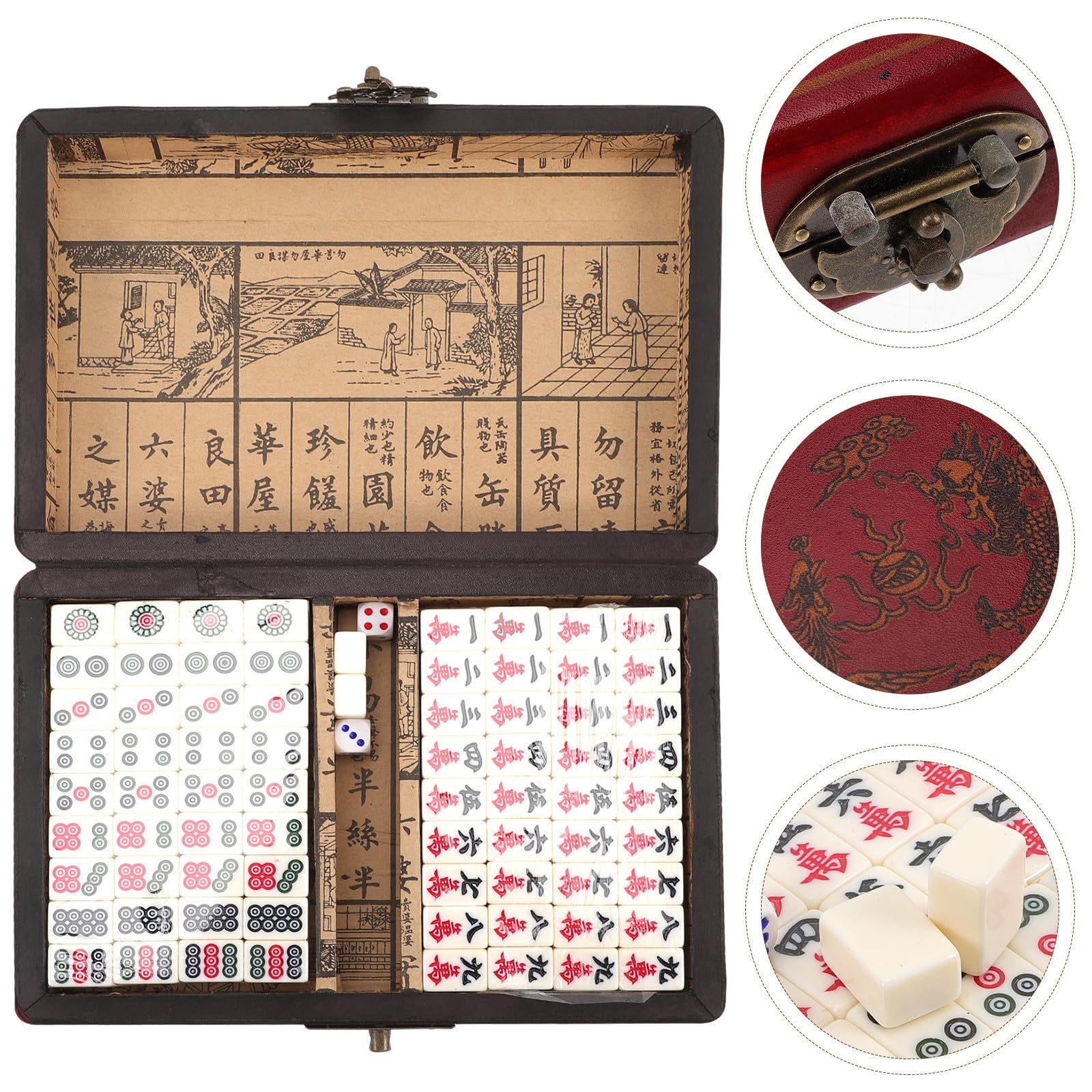 Abaodam Mahjong Spielset Nummer 20, 1 Satz, Acryl und Holz, Reisespiel | Kompakt für Unterwegs, für Partys und Zuhause, Inklusive Englischer Anleitung