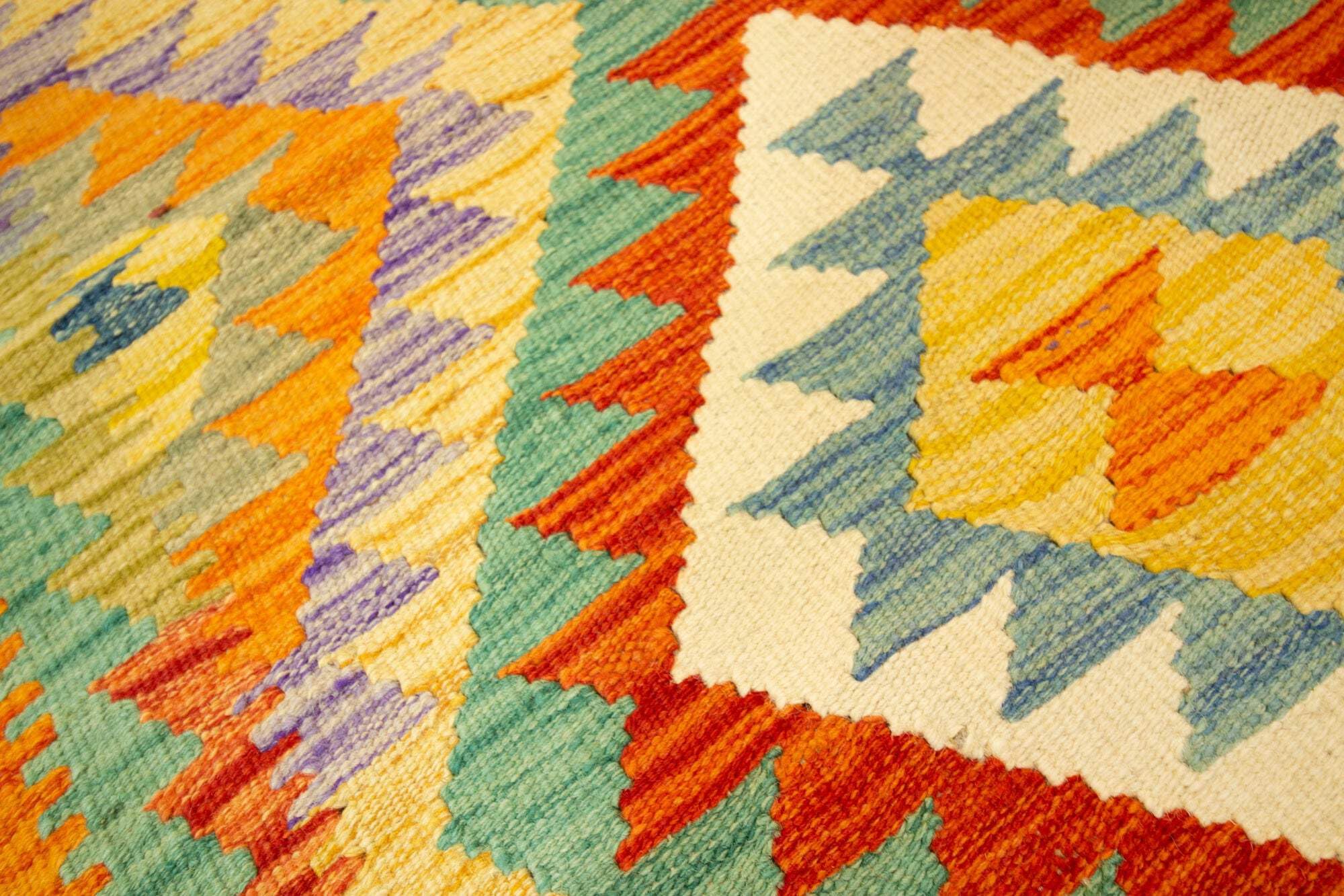 Kilim Tapis 100 % laine 122 x 88 cm, fait à la main, pièce unique de style Herat Boho multicolore, tissage plat, tapis d'entrée et chambre