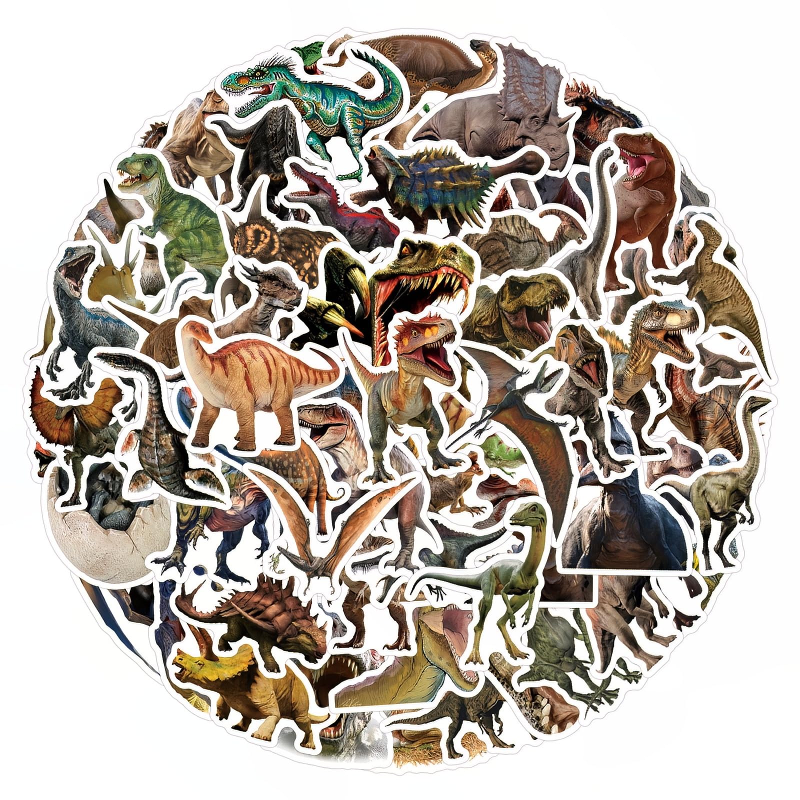 DinoRealistic Dinosaur Stickers for Teens, Waterproof Vinyl Pack - 110 Pack Cute Cartoon Decals for Laptop, Water Bottle, Skateboard, Hydroflask,