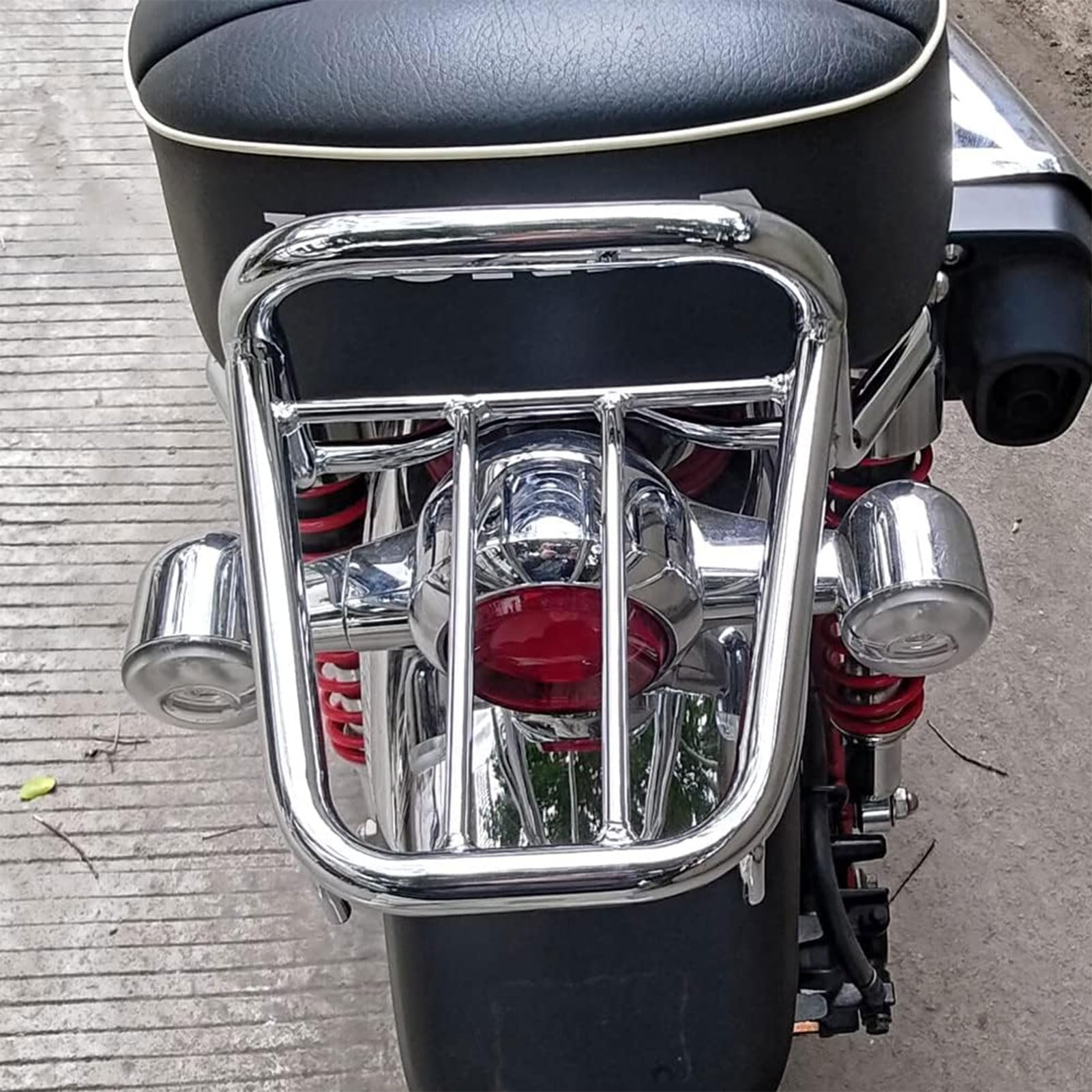 WOOGA Hinterer Gepäckträger aus Kohlenstoffstahl,verchromter Gepäckhalter, Ersatz für den hinteren Gepäckträger passend für HO&N&DA Monkey 125/Z125 Monkey125 Z 125 Zubehör 2018-2024 (Chrom)