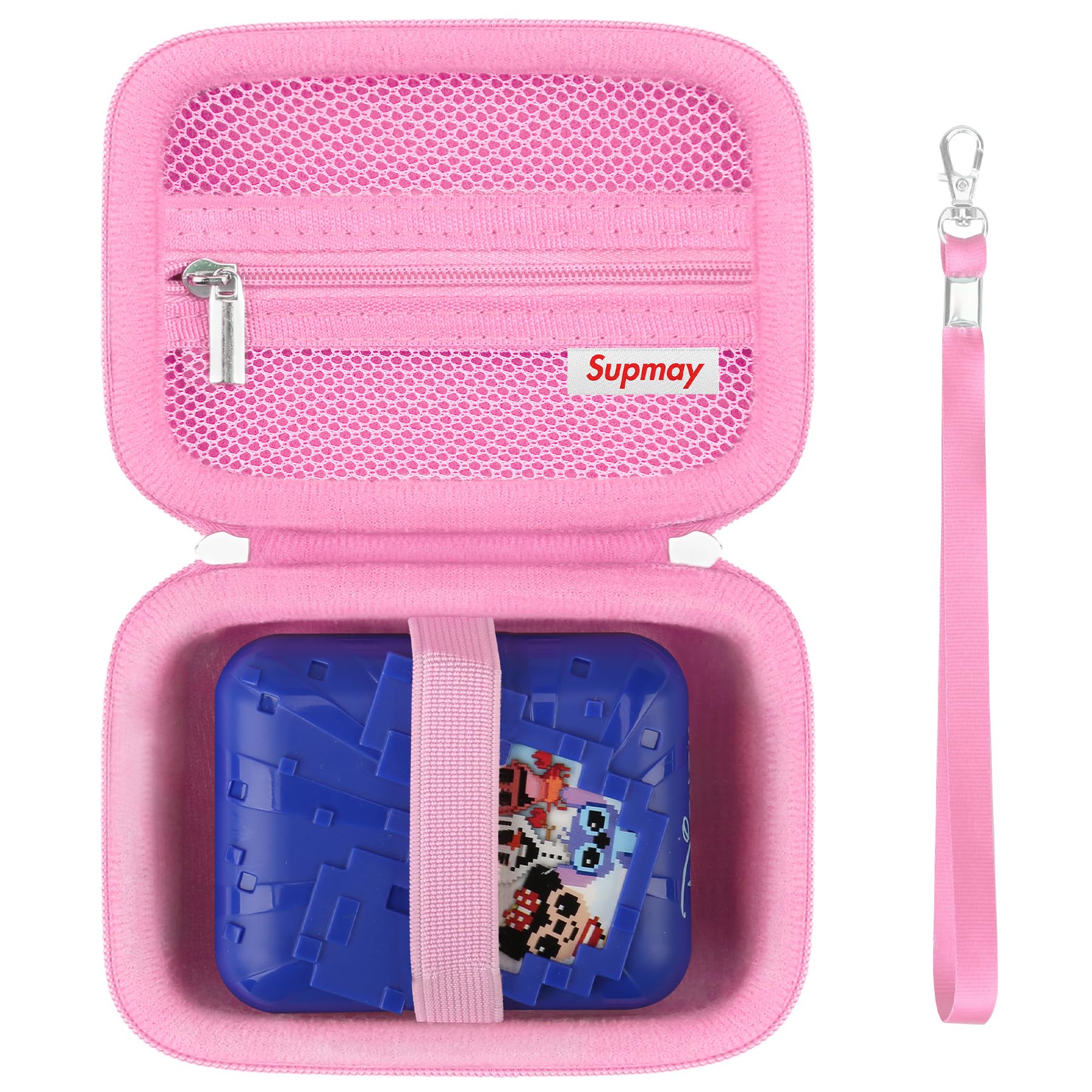 Supmay Carrying Case for Bitzee Disney/Wizarding World Harry Potter/Magicals Interactive Toy, Gifts for Virtual Pet Enthusiast/Girls & Boys, Travel Case with Mesh Pocket for Battery, Cable, Pink