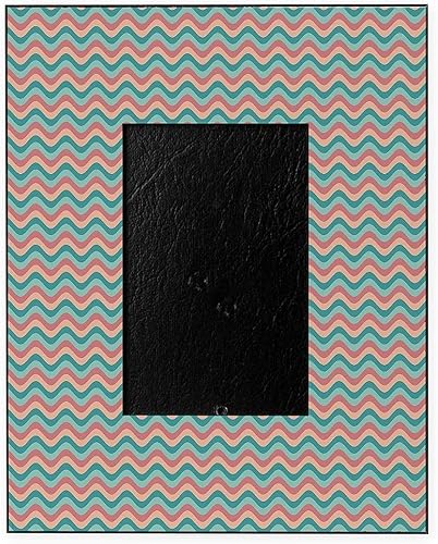 CafePress Marco de fotos decorativo de coral verde azulado naranja con patrón de ondas retro