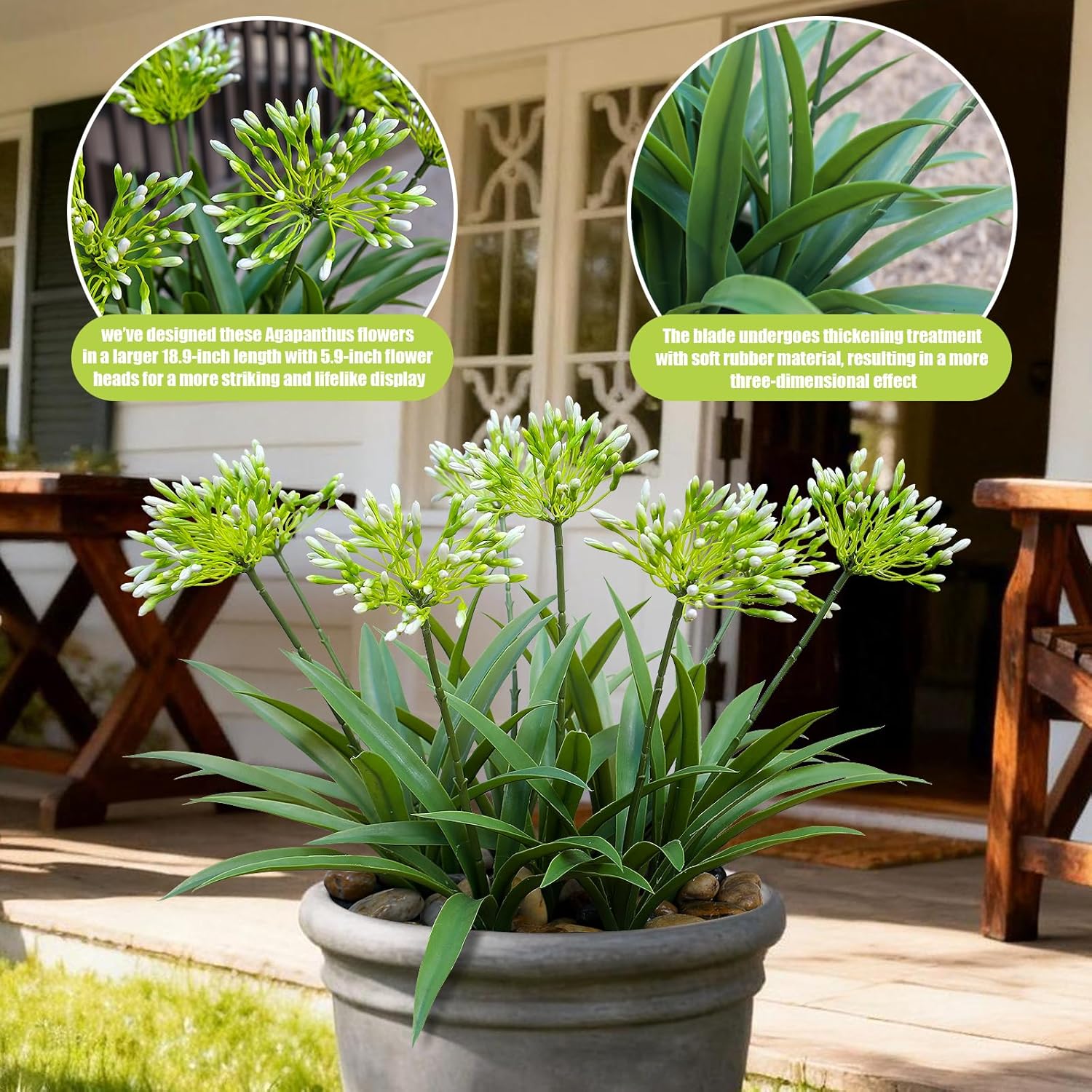 Faux Outdoor Flowers Realistic Artificial Plants 8 Bundles Plastic Flower Outside 18.9 in Fake Greenery Stems Green Flower for Pot Planter Decor Outside