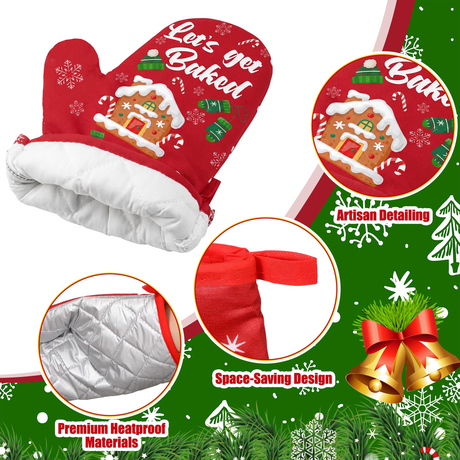 Qinyoung 48 manoplas de cocina de Navidad, soportes para ollas, dibujos