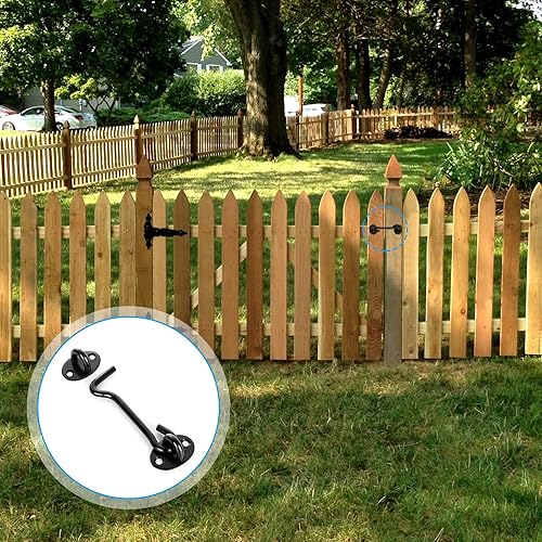 Miniatura 5 de JMIATRY Paquete de 8 cierres de gancho y ojal de 4 pulgadas para puertas, pestillo de gancho de acero inoxidable para privacidad con tornillos de