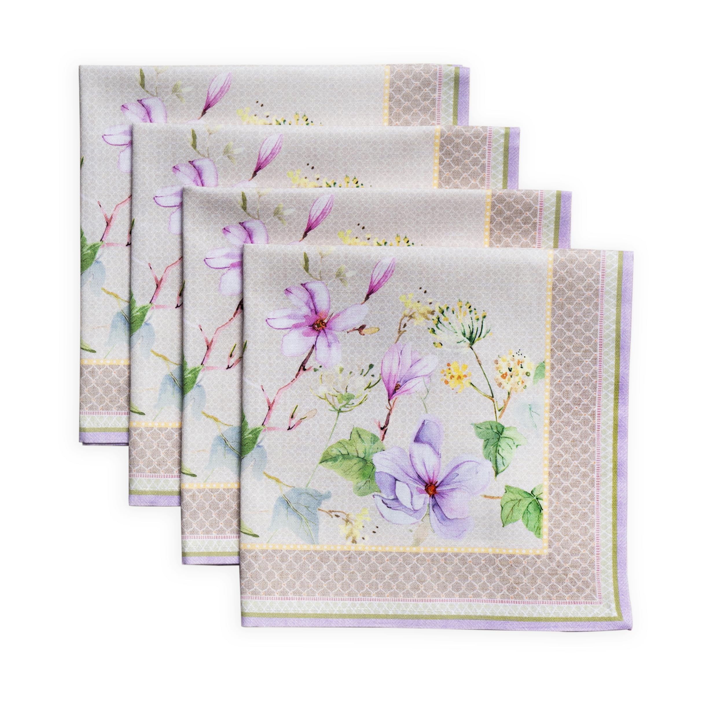 Maison d' Hermine Cloth Napkins Set of 4 100% Cotton Everyday Reusable Square Napkins Cloth Washable Dinner Party Wedding Restaurant Gifts for Mothers Day (Magnolia Mornings