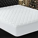 Utopia Bedding Quilted Fitted Mattress Pad, Queen Size, Elastic Fitted Mattress Topper Protector and Cover with Deep Pocket Stretches up to 16 Inches, Machine Washable (White)